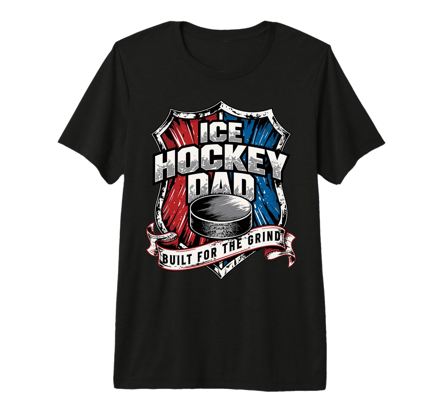 Mens Patriotic Ice Hockey Dad Built T-Shirt - Custom Art Print for Adults - T-Shirt, Sweatshirt, Hoodie