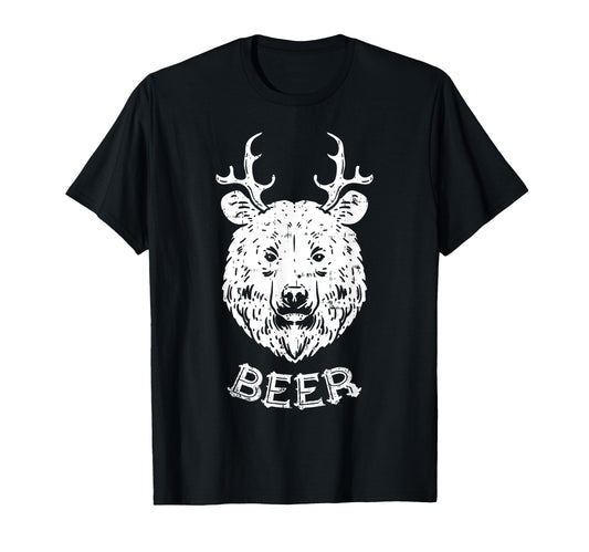 Bear Deer Beer Funny Drinking Hunting T-Shirt - Fun Novelty Design Unisex - T-Shirt, Sweatshirt, Hoodie