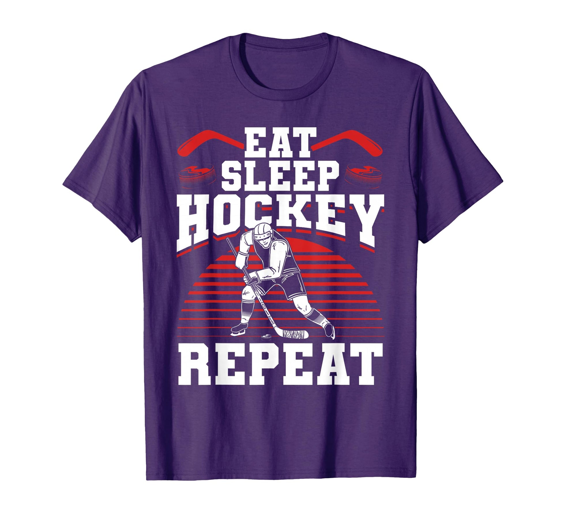 Eat Sleep Hockey Repeat Ice Hockey T-Shirt - Trendy Graphic for Adults - T-Shirt, Sweatshirt, Hoodie
