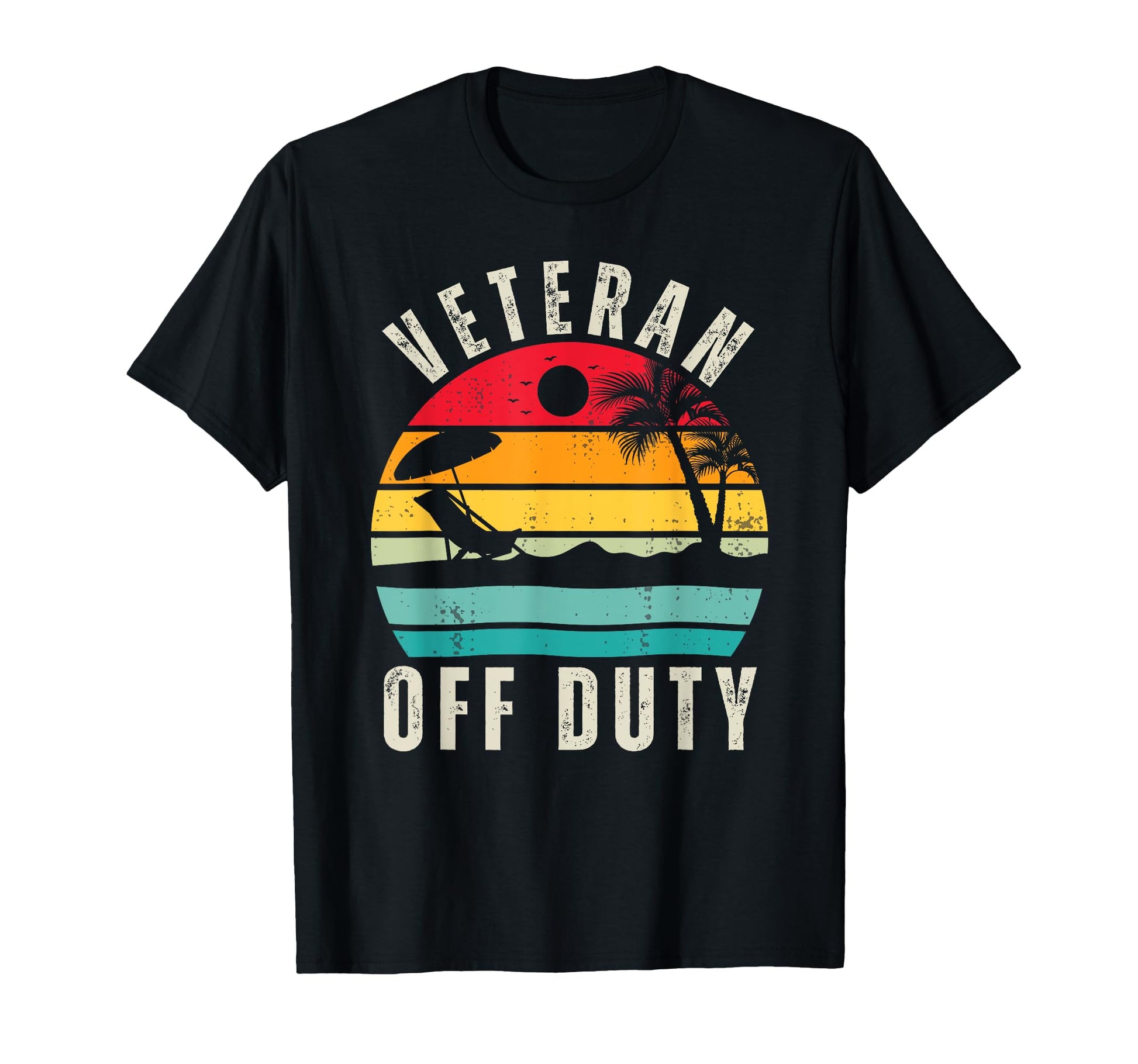 Sunset Veteran Off Duty Dad Retired T-Shirt - Aesthetic Graphic Unisex - T-Shirt, Sweatshirt, Hoodie