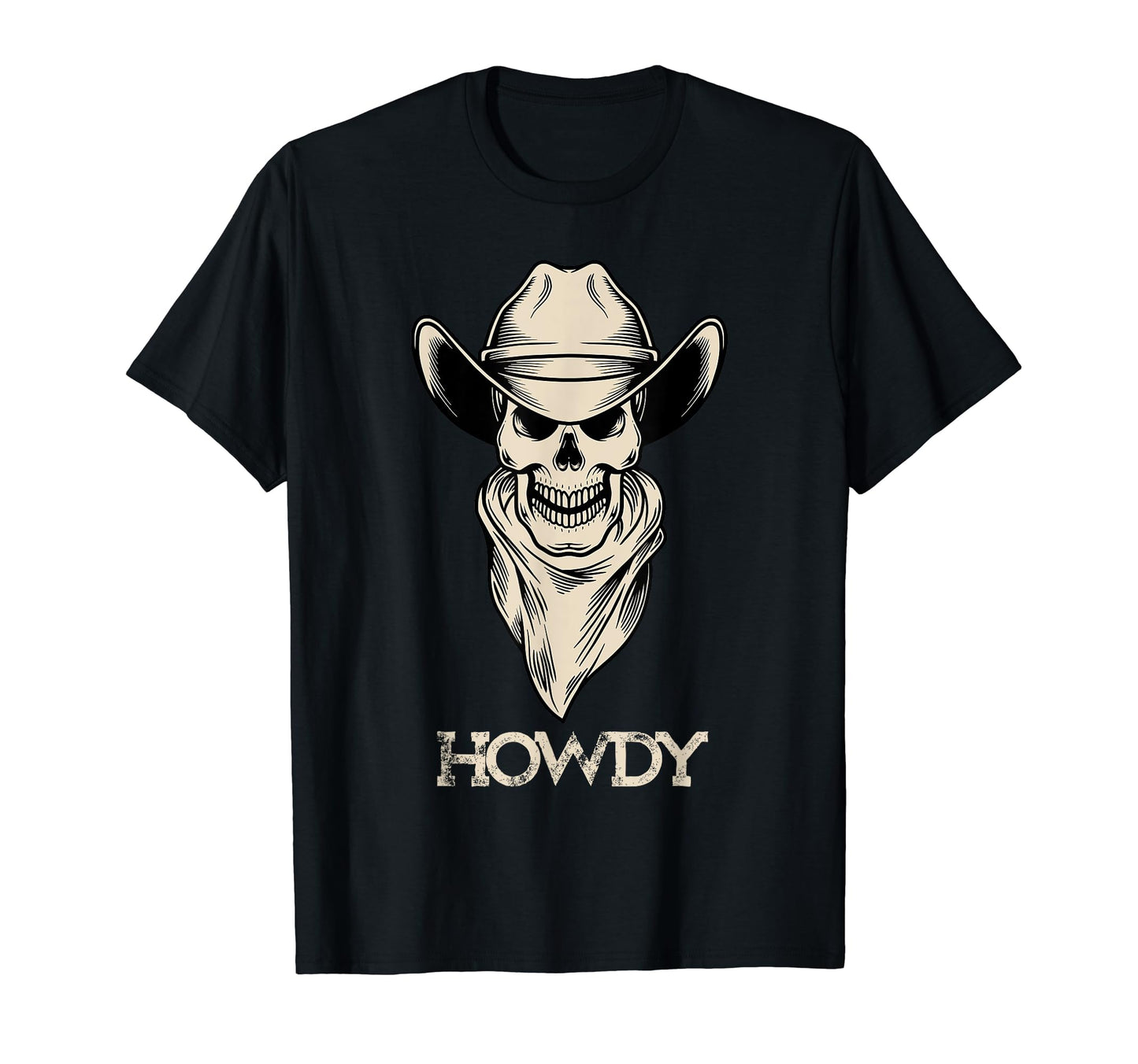 Howdy Cowboy Funny Skull Halloween T-Shirt - Aesthetic Graphic for Adults - T-Shirt, Sweatshirt, Hoodie