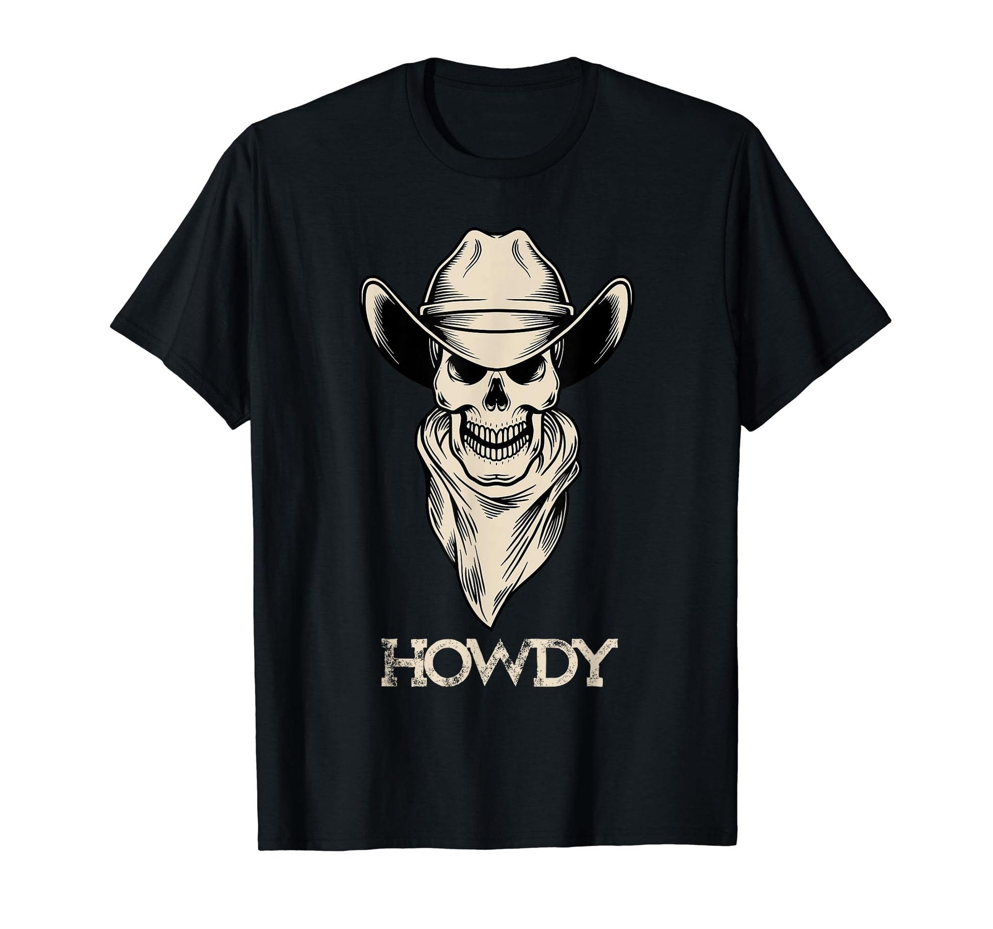 Howdy Cowboy Funny Skull Halloween T-Shirt - Aesthetic Graphic for Adults - T-Shirt, Sweatshirt, Hoodie