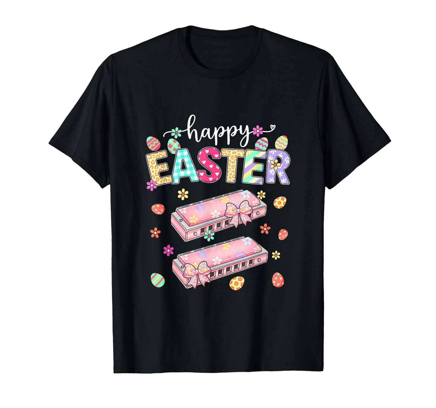 Happy Easter Harmonica Player Bow T-Shirt - Custom Art Print for Adults - T-Shirt, Sweatshirt, Hoodie