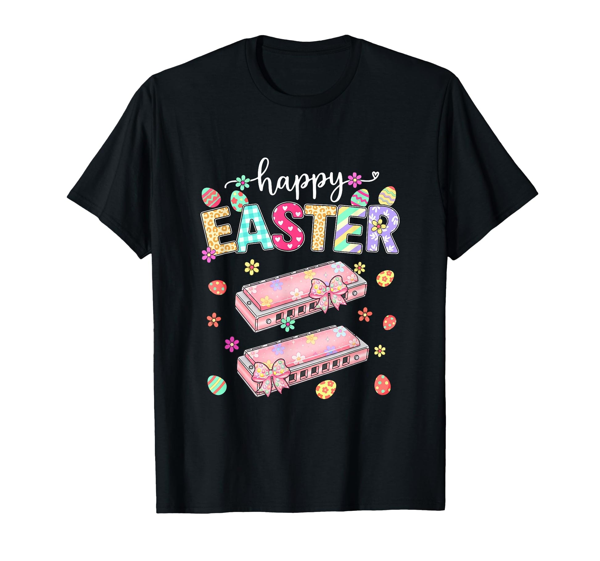 Happy Easter Harmonica Player Bow T-Shirt - Custom Art Print for Adults - T-Shirt, Sweatshirt, Hoodie
