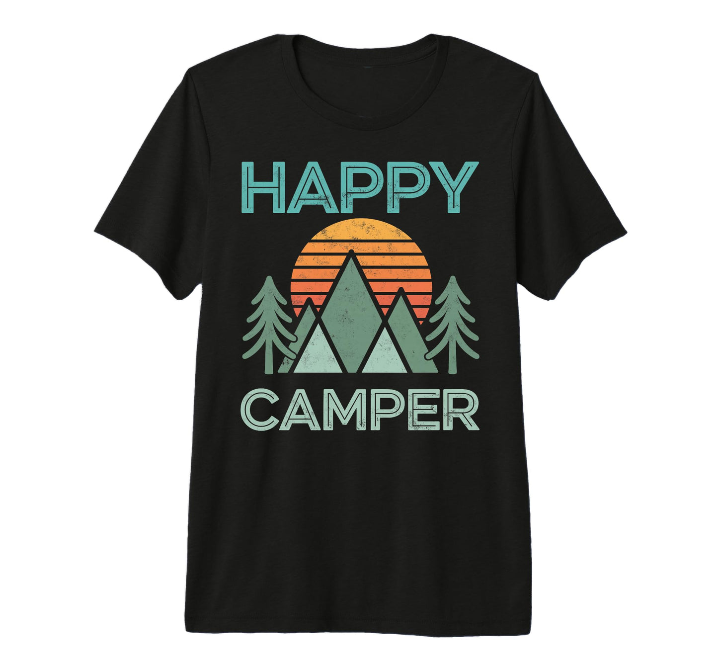 Happy Camper Mountain Hiking Camping T-Shirt - Novelty Apparel Unisex - T-Shirt, Sweatshirt, Hoodie
