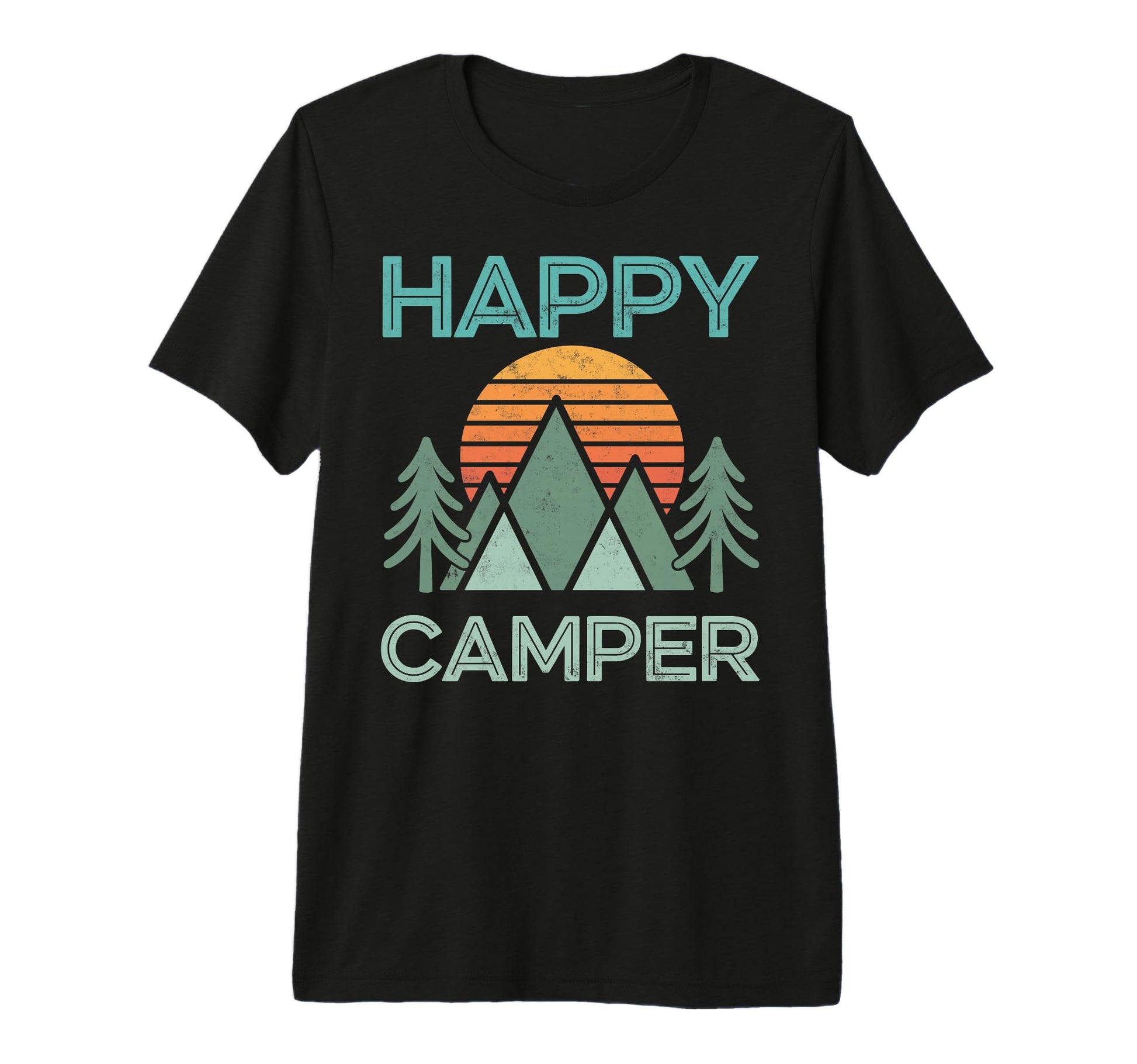 Happy Camper Mountain Hiking Camping T-Shirt - Novelty Apparel Unisex - T-Shirt, Sweatshirt, Hoodie