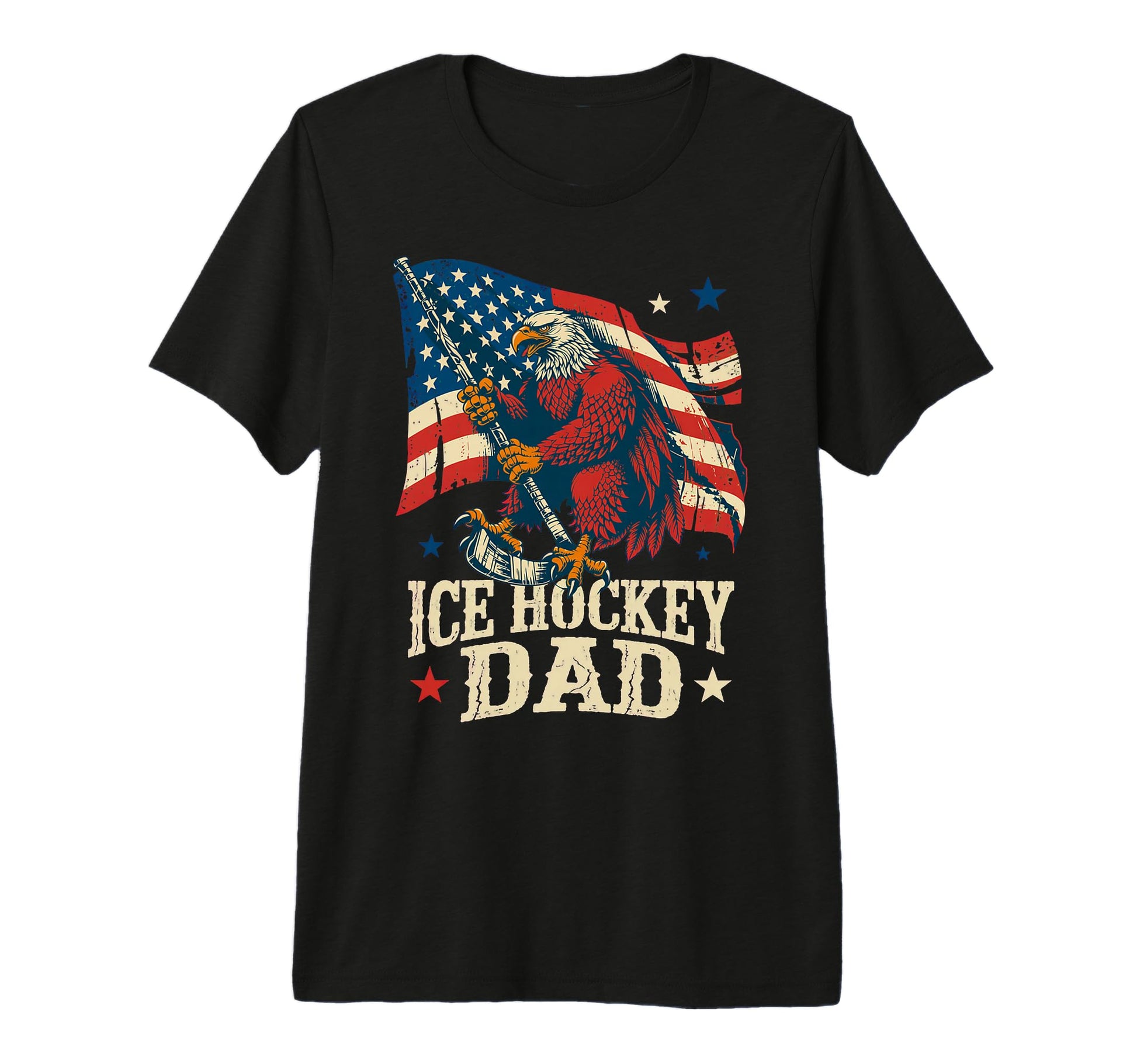 Mens Ice Hockey American Flag Ice T-Shirt - Custom Art Print for Adults - T-Shirt, Sweatshirt, Hoodie