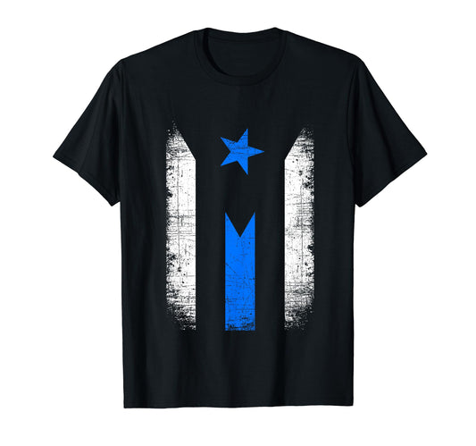 Back Blue Line Puerto Rico Flag Police T-Shirt - Minimalist Print Unisex - T-Shirt, Sweatshirt, Hoodie