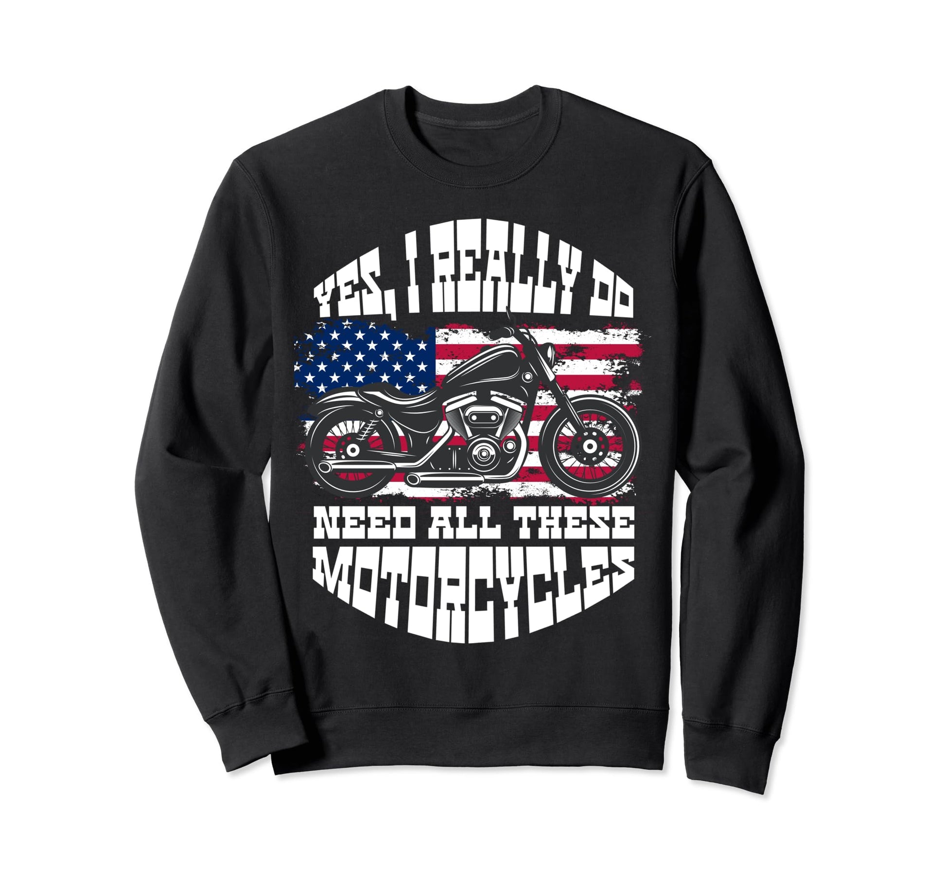 Us Flag Biker Dad Motorcycle Fathers Sweatshirt - Novelty Apparel Unisex - T-Shirt, Sweatshirt, Hoodie