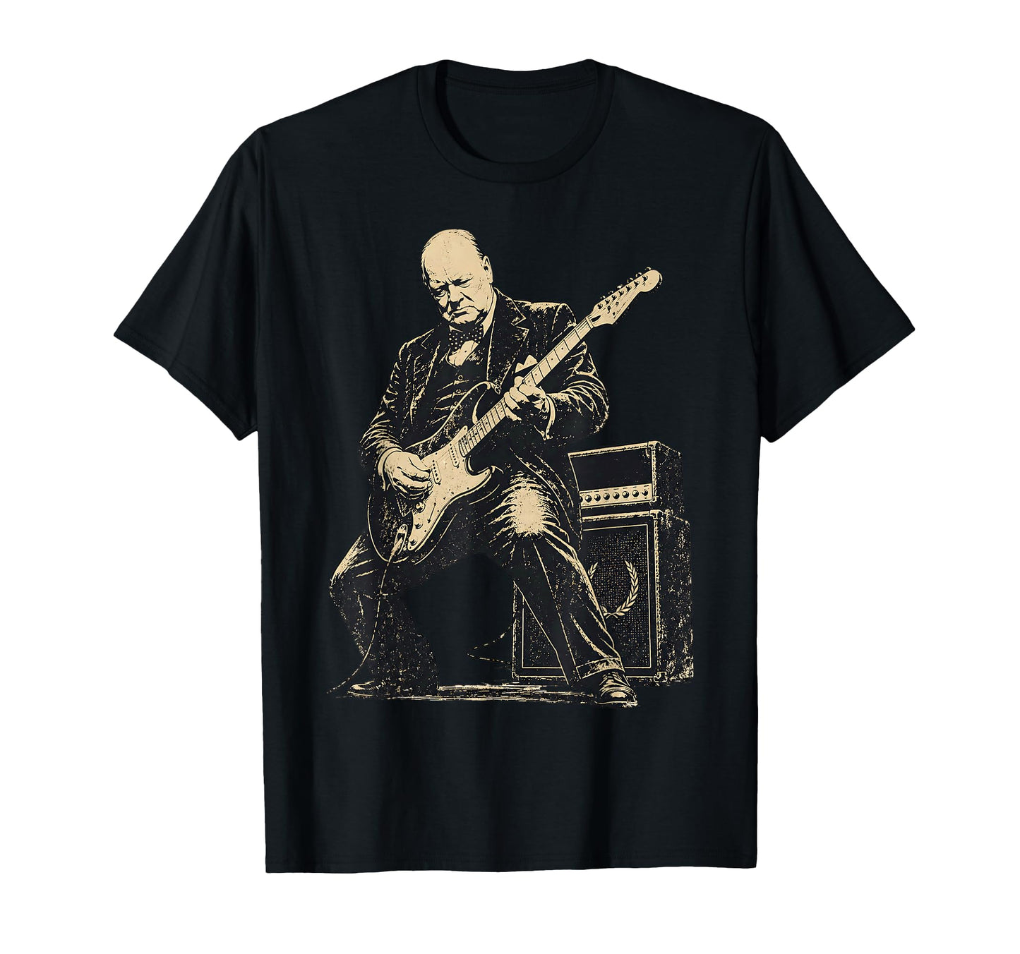 Winston Churchill Playing Electric Guitar T-Shirt - Trendy Graphic Unisex - T-Shirt, Sweatshirt, Hoodie