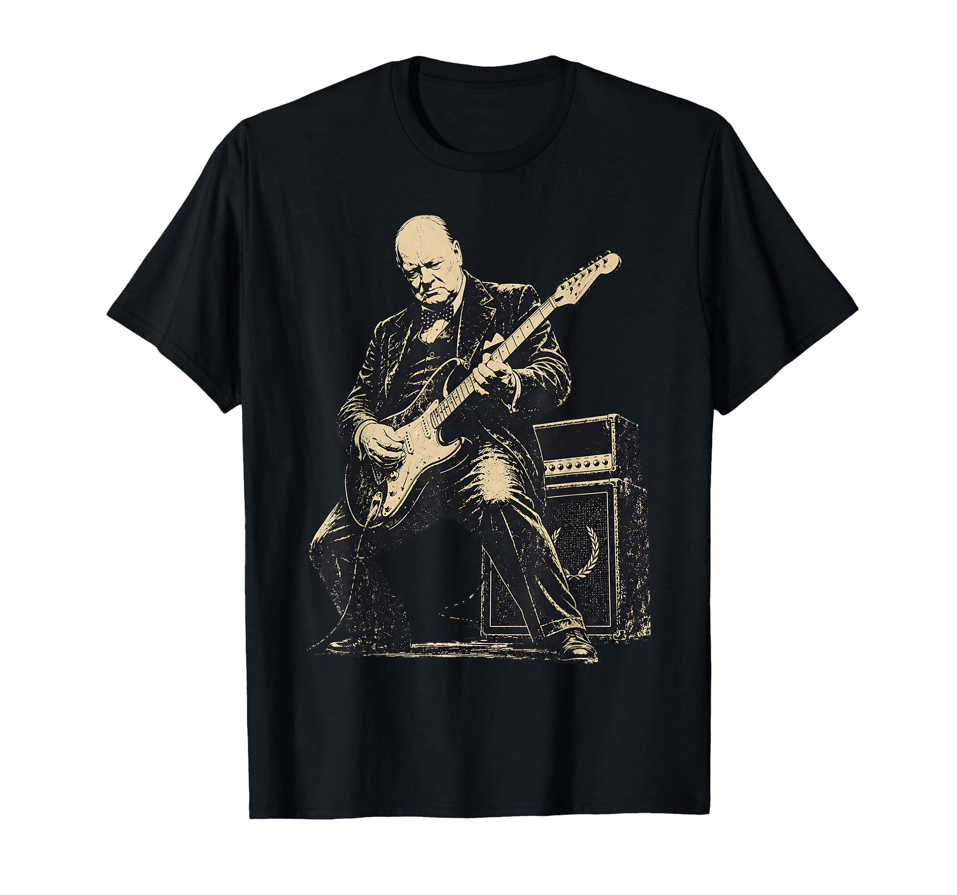 Winston Churchill Playing Electric Guitar T-Shirt - Trendy Graphic Unisex - T-Shirt, Sweatshirt, Hoodie