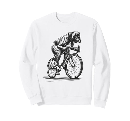 Boxer Dog Riding Bike Bicycle Sweatshirt - Custom Art Print Men Women - T-Shirt, Sweatshirt, Hoodie