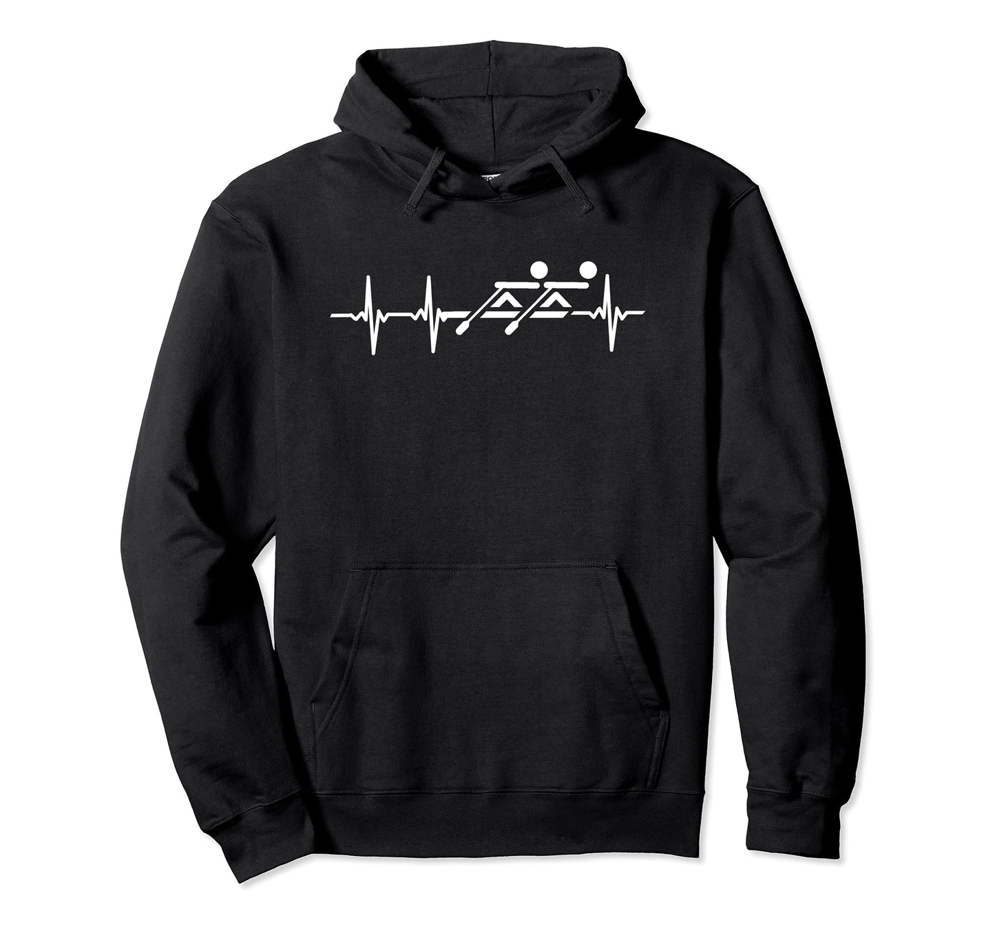 Funny Rowing Crew Heartbeat Oar Rower Hoodie - Custom Art Print for Adults - T-Shirt, Sweatshirt, Hoodie