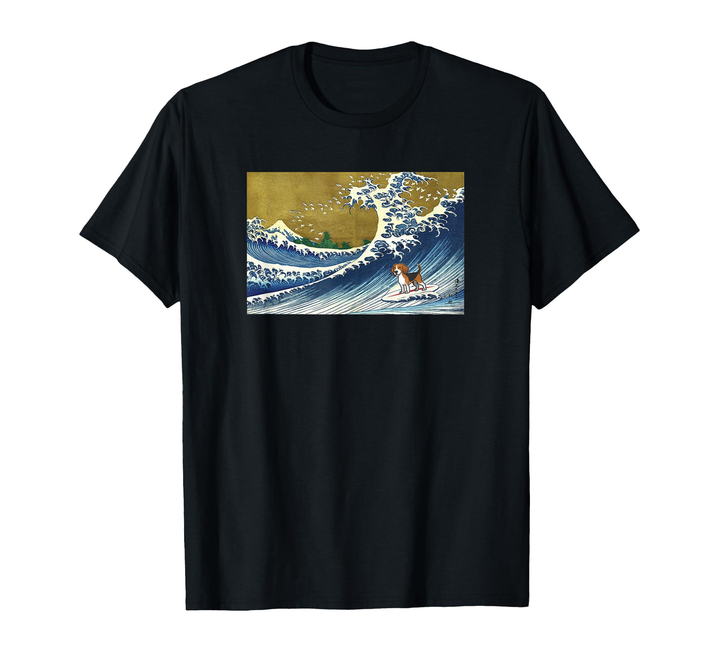 Funny Mens Surfing Wave Beagle Dog Lover T-Shirt - Unique Graphic Unisex - T-Shirt, Sweatshirt, Hoodie