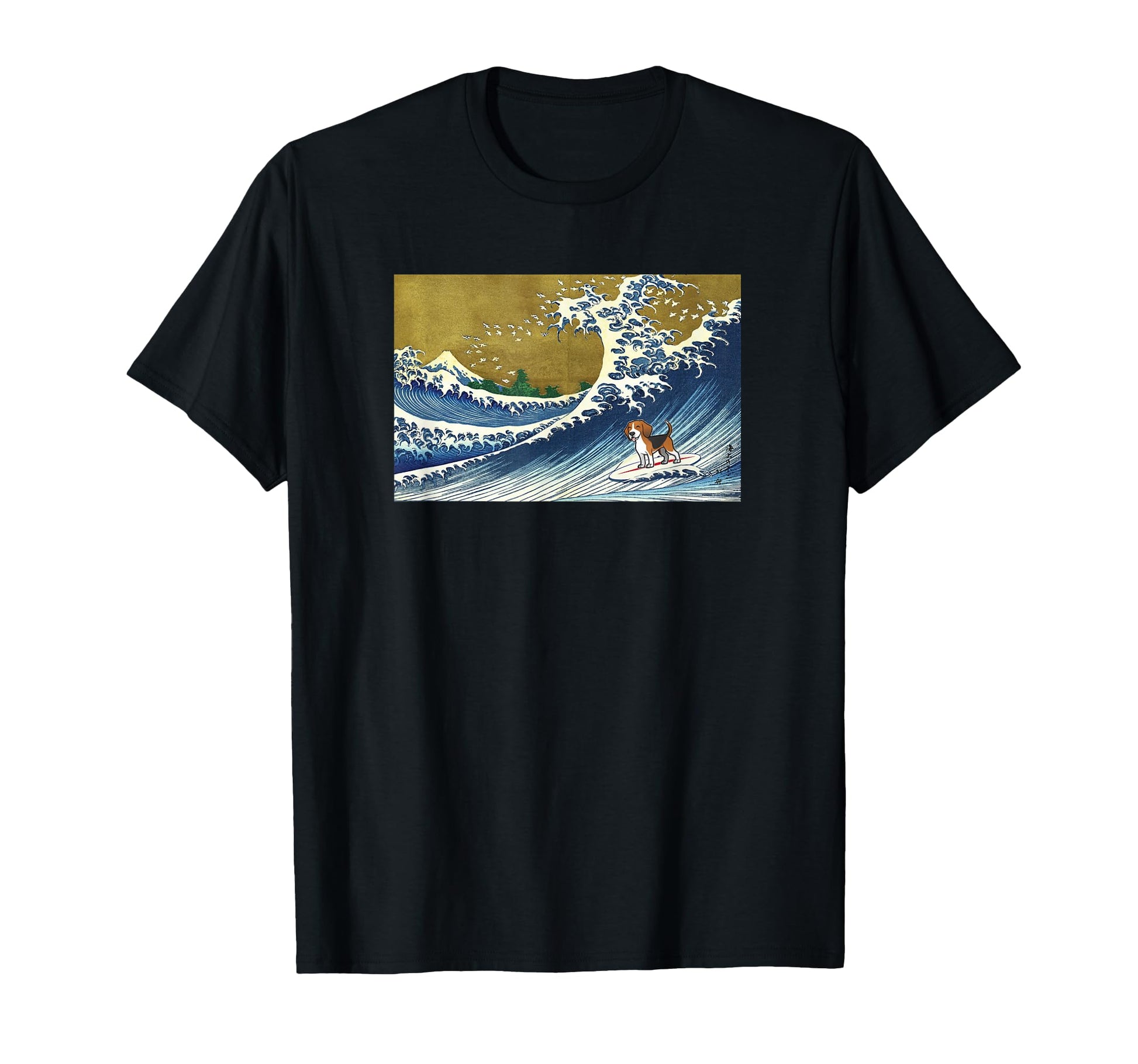 Funny Mens Surfing Wave Beagle Dog Lover T-Shirt - Unique Graphic Unisex - T-Shirt, Sweatshirt, Hoodie