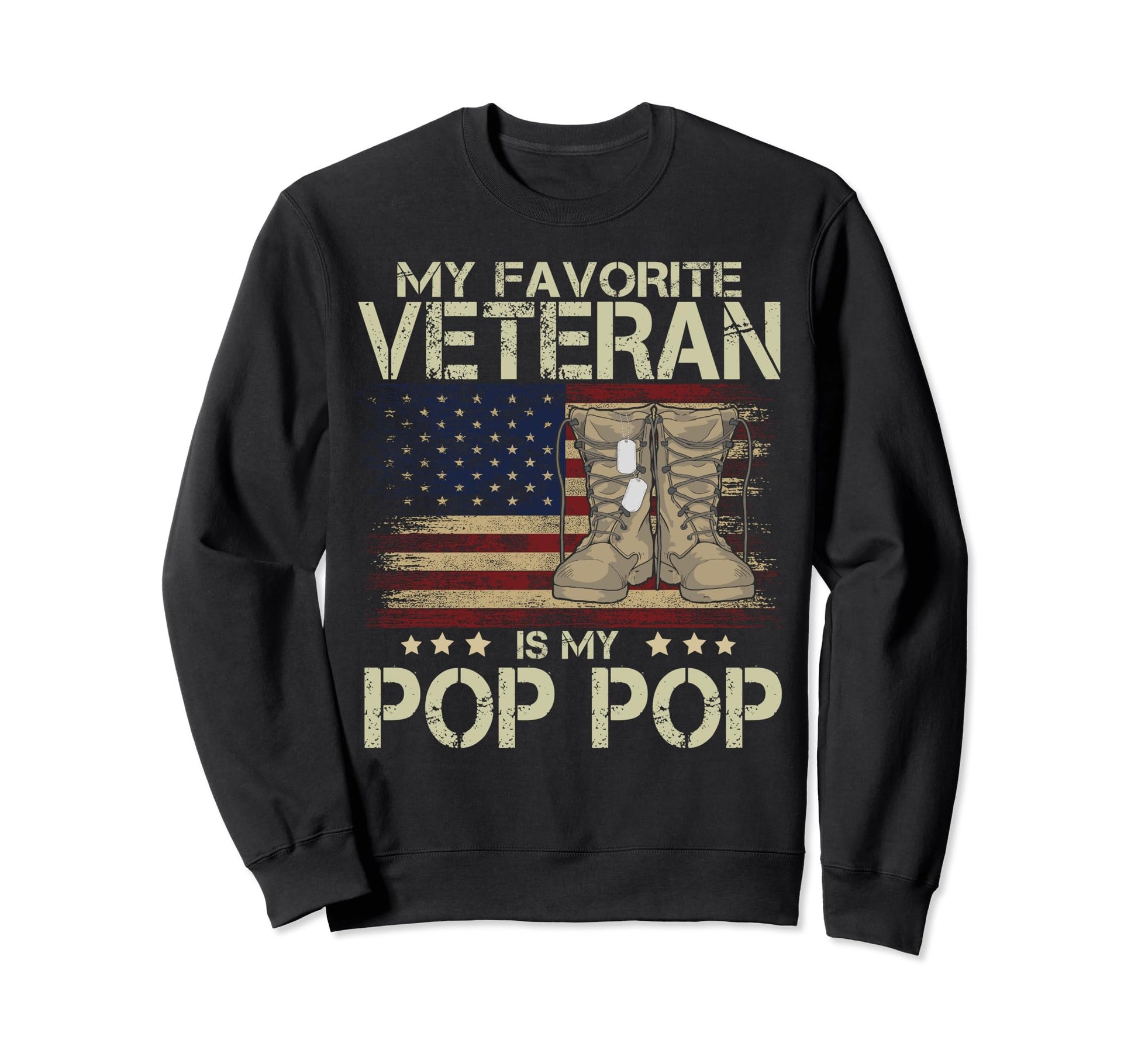 My Favorite Veteran Is My Pop Pop Sweatshirt - Minimalist Print for Adults - T-Shirt, Sweatshirt, Hoodie