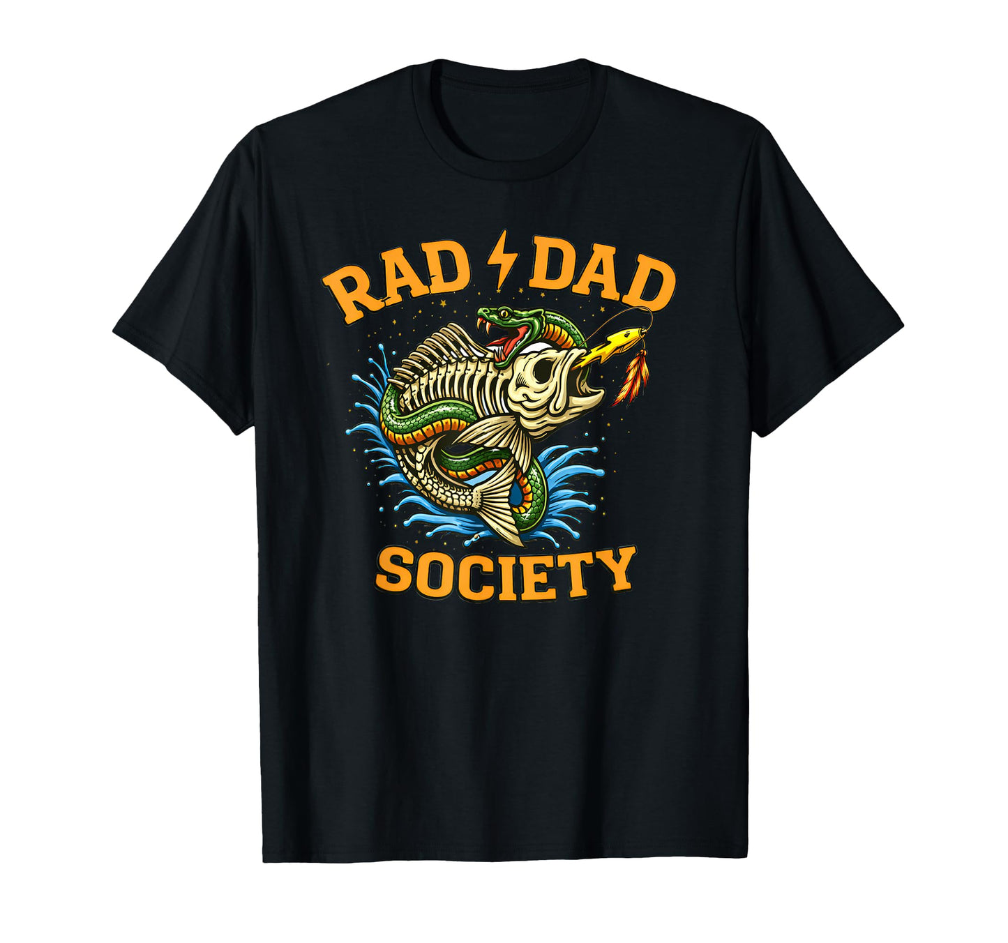 Fishing Father Rad Dad Society Bass Fly T-Shirt - Unique Graphic Unisex - T-Shirt, Sweatshirt, Hoodie
