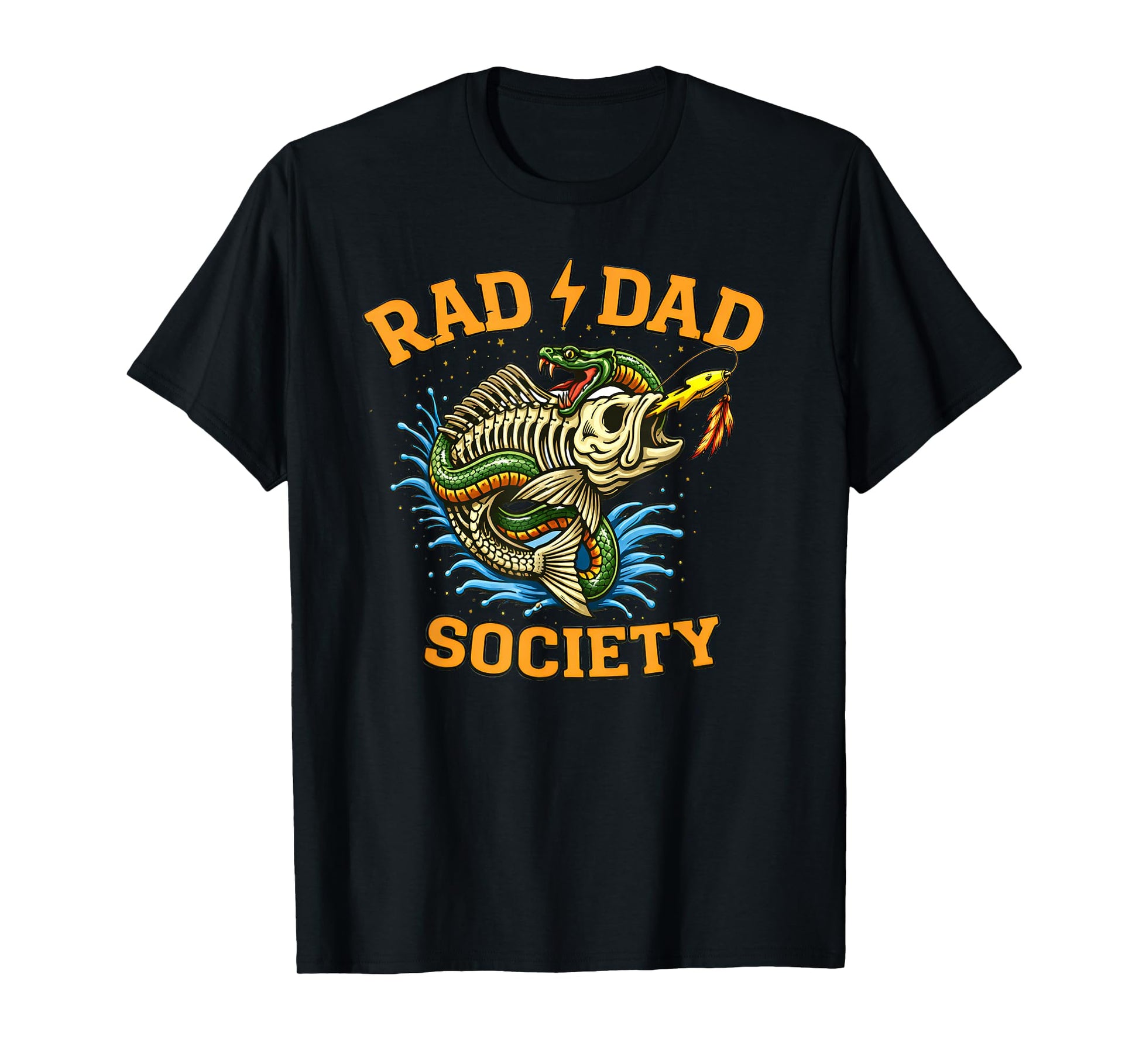 Fishing Father Rad Dad Society Bass Fly T-Shirt - Unique Graphic Unisex - T-Shirt, Sweatshirt, Hoodie
