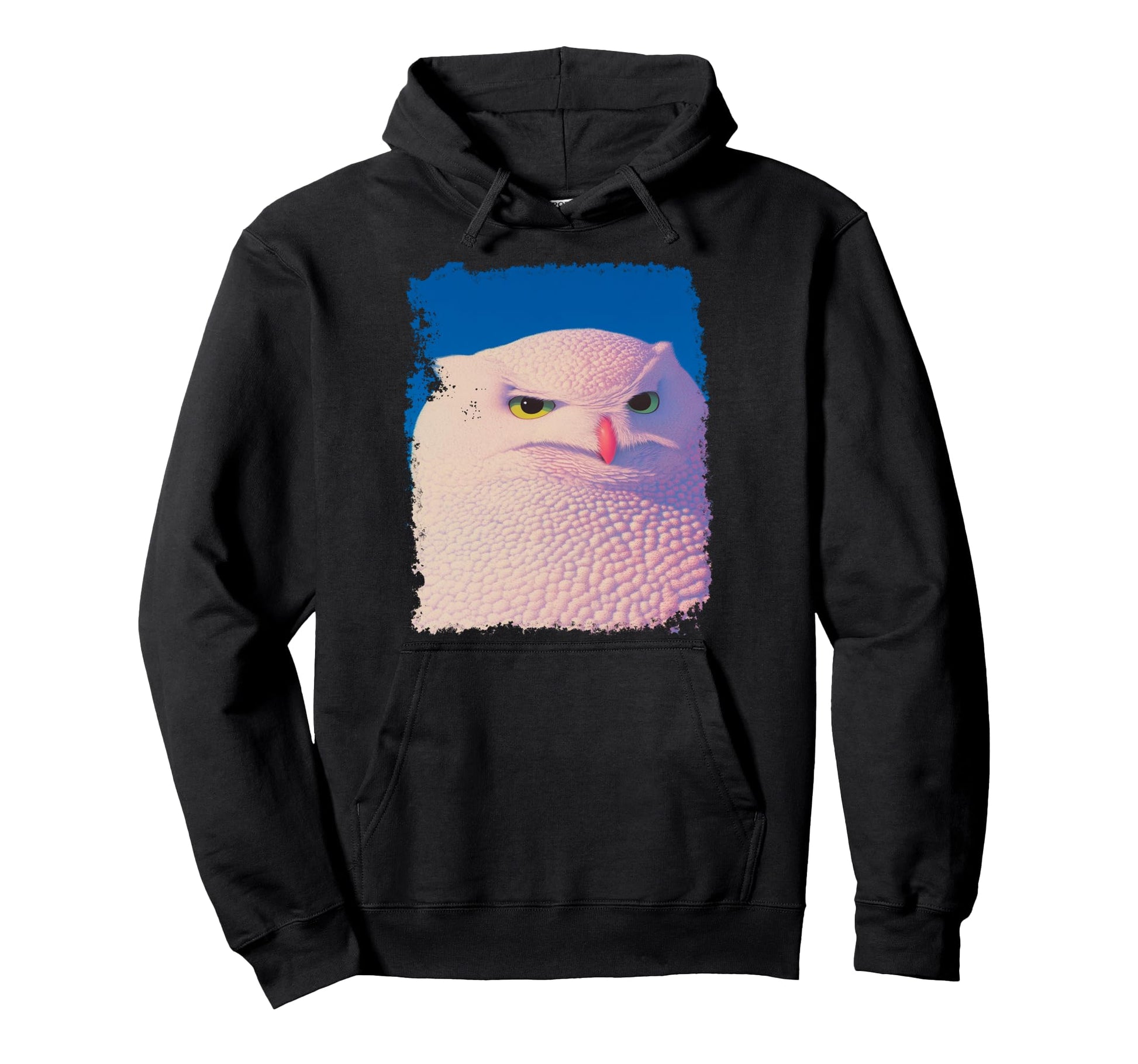White Weird Sarcastic Funny Owl Pop Art Hoodie - Novelty Apparel Men Women - T-Shirt, Sweatshirt, Hoodie