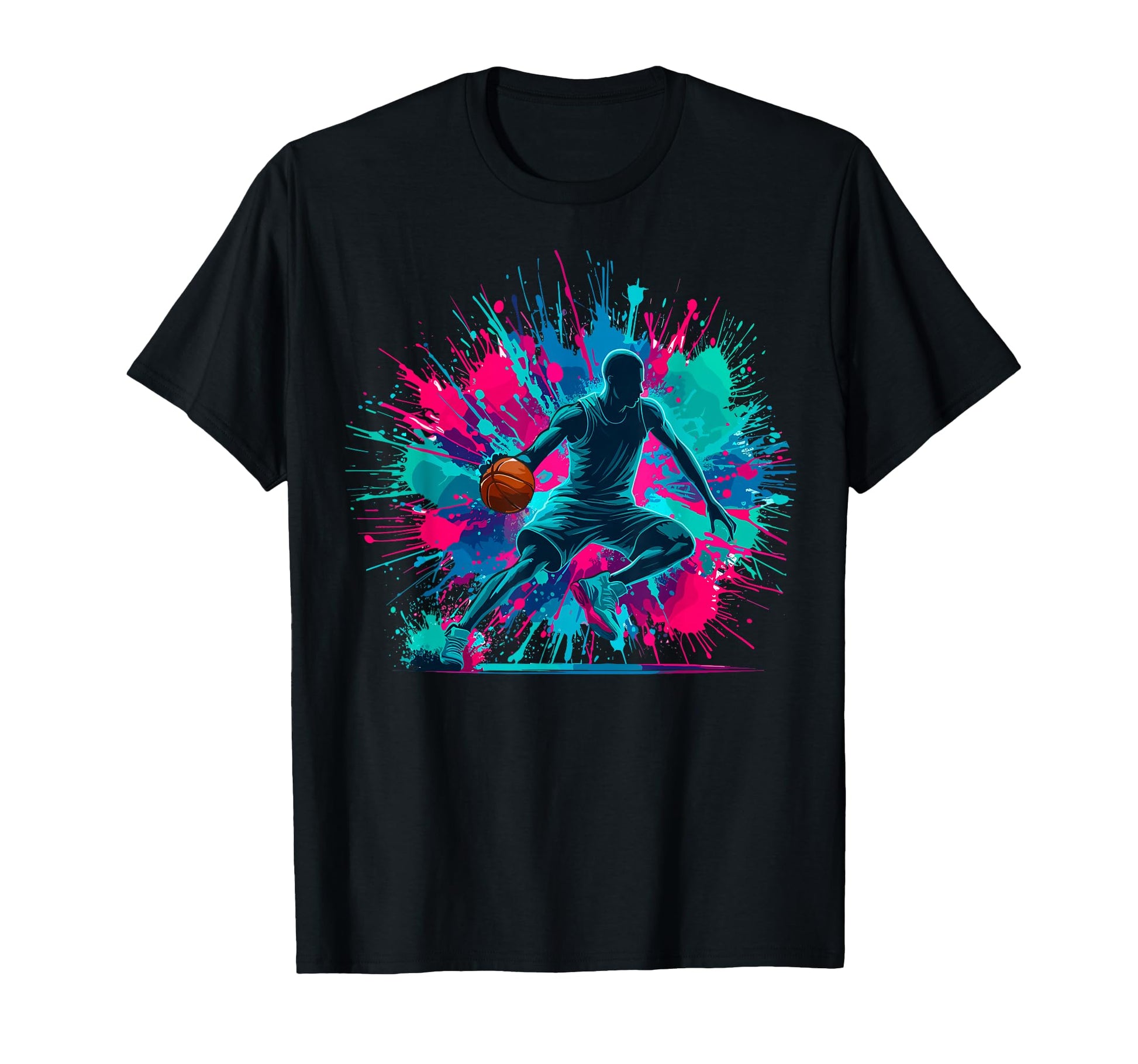 Colorful Paints Splash Basketball Ball T-Shirt - Graphic Print for Adults - T-Shirt, Sweatshirt, Hoodie
