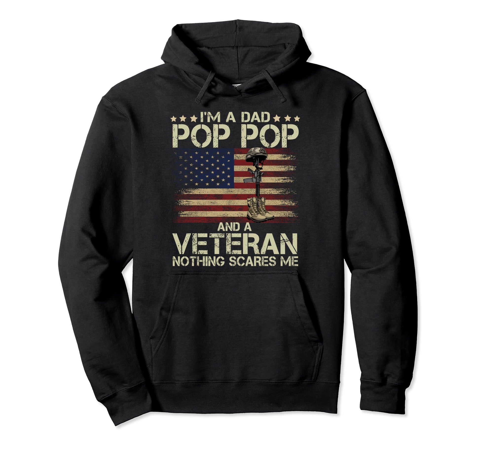 Dad Pop Pop Veteran American Flag Hoodie - Novelty Apparel Men Women - T-Shirt, Sweatshirt, Hoodie