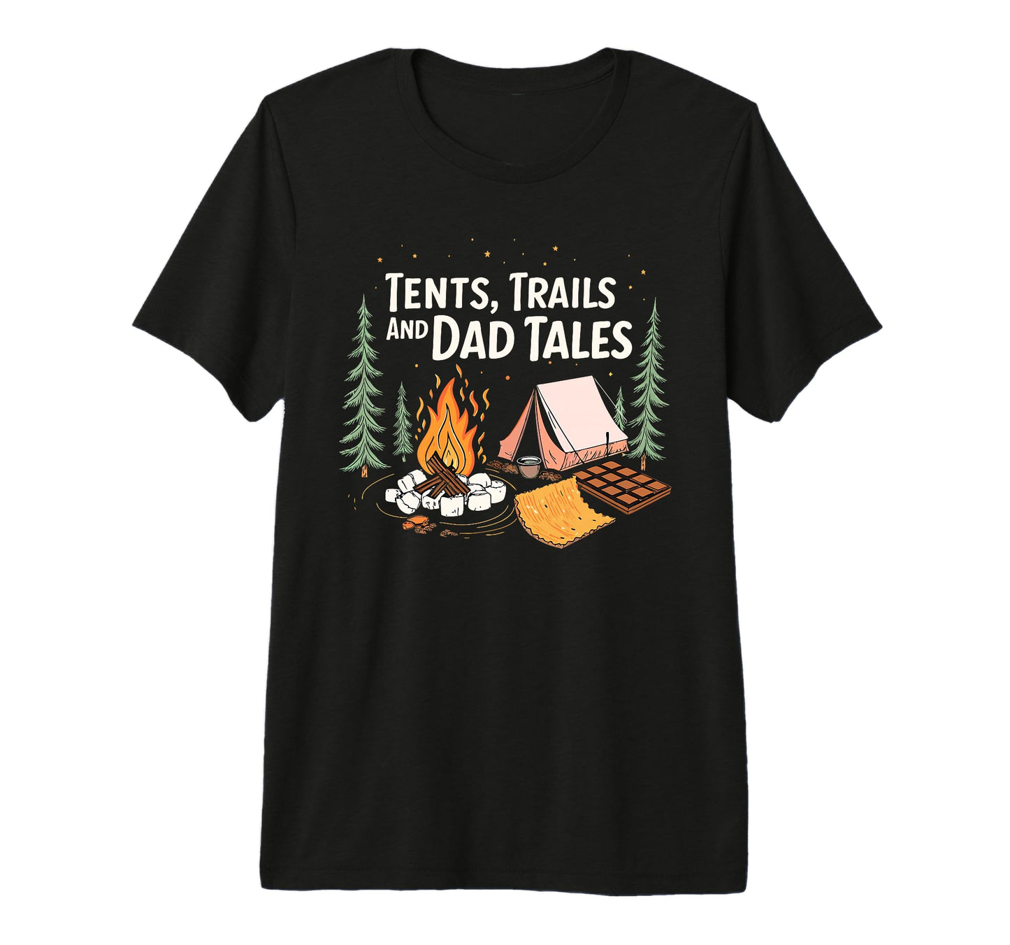 Mens Tents Trails And Papa Tales T-Shirt - Aesthetic Graphic for Adults - T-Shirt, Sweatshirt, Hoodie