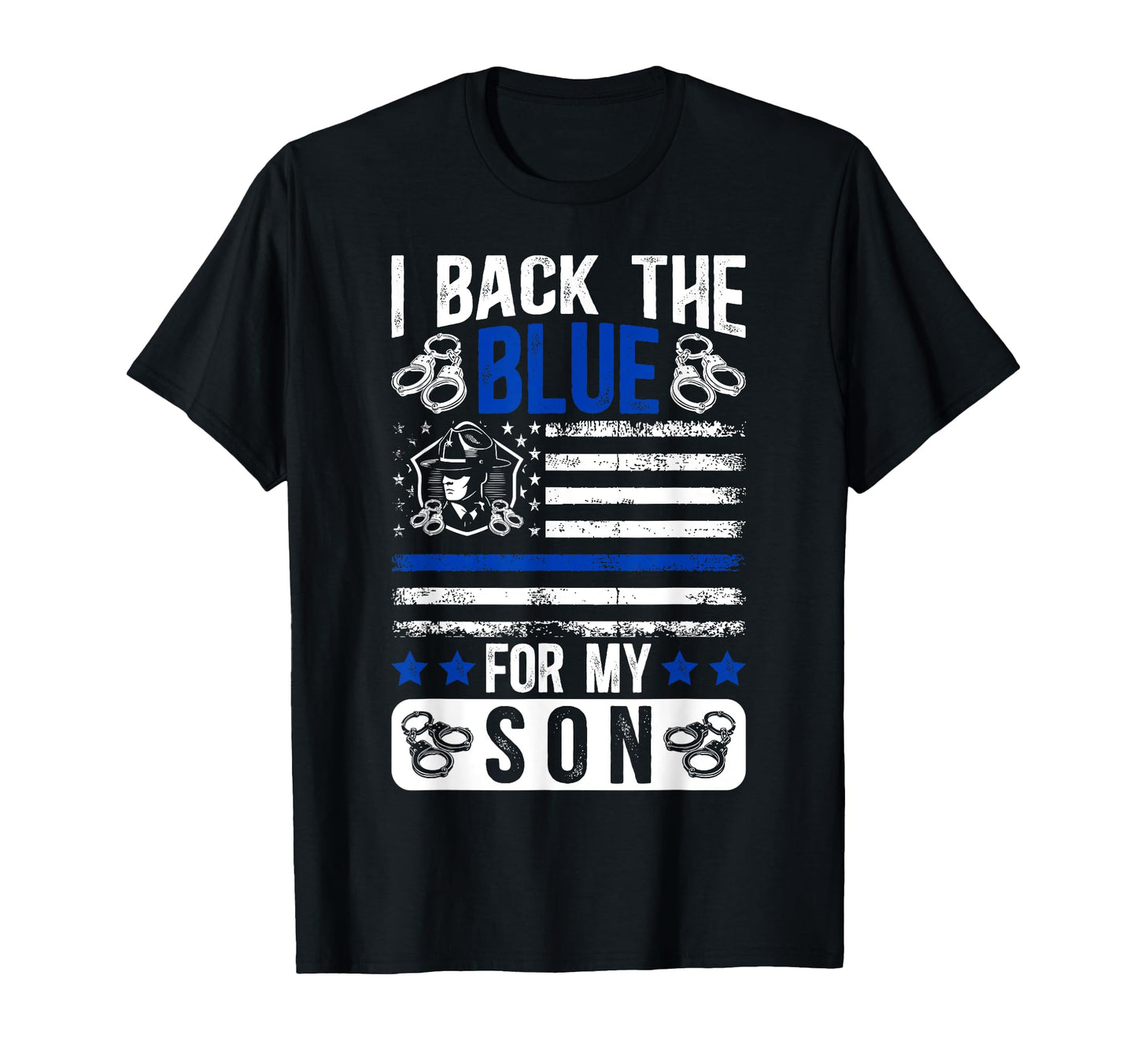 I Back Blue Police Dad Police Officer T-Shirt - Custom Art Print Men Women - T-Shirt, Sweatshirt, Hoodie
