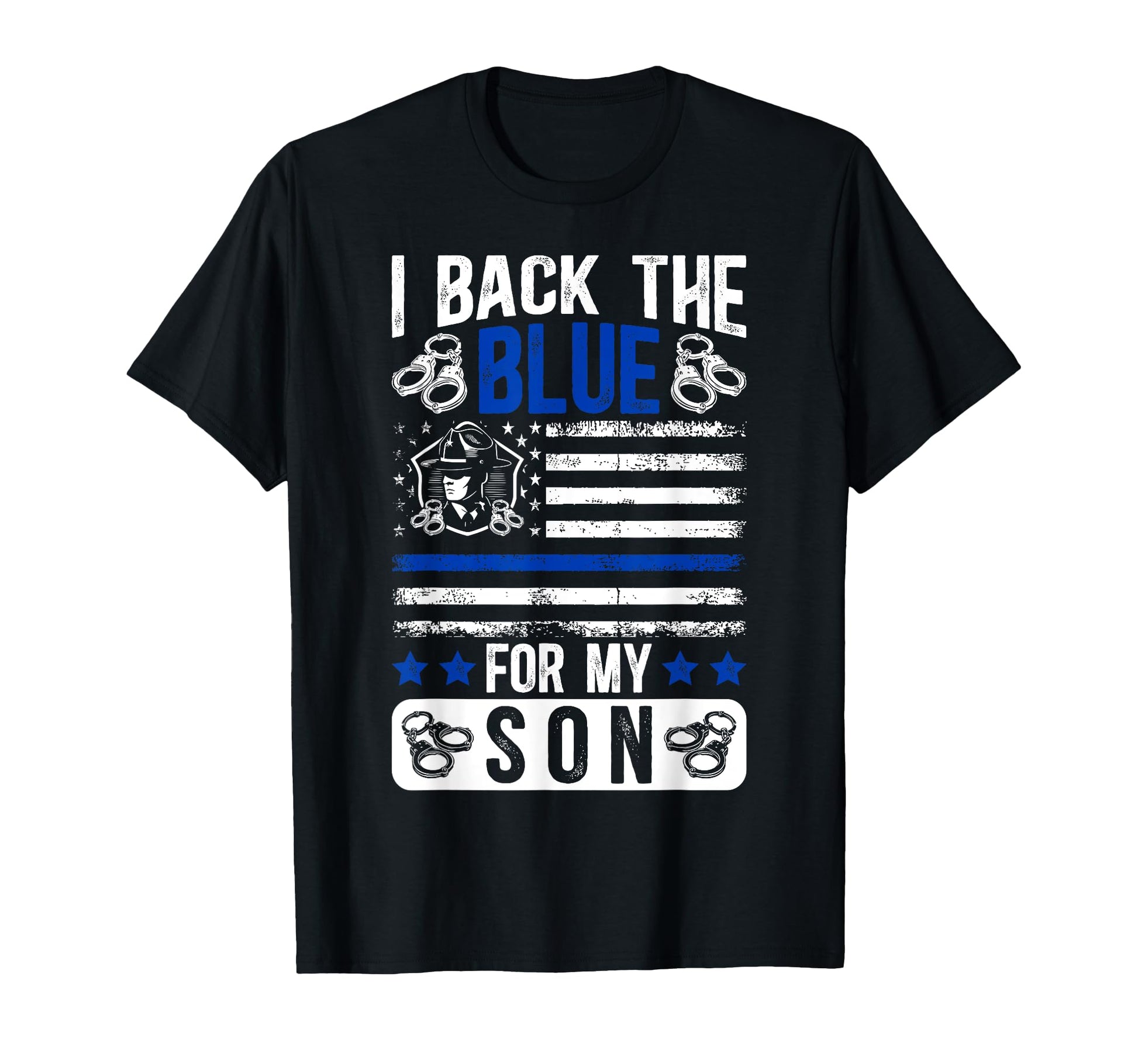 I Back Blue Police Dad Police Officer T-Shirt - Custom Art Print Men Women - T-Shirt, Sweatshirt, Hoodie