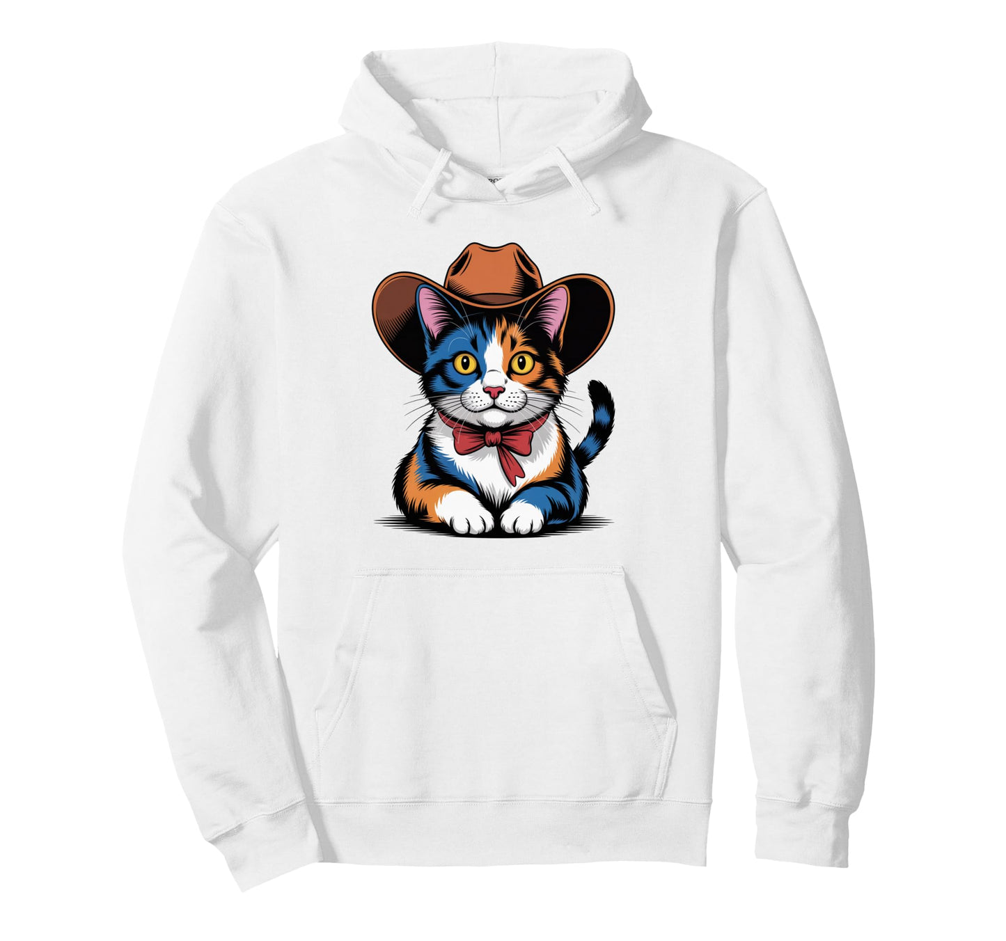 Pop Art Meowdy Calico Cat Funny Cowboy Comic Hoodie - Graphic Print Unisex - T-Shirt, Sweatshirt, Hoodie
