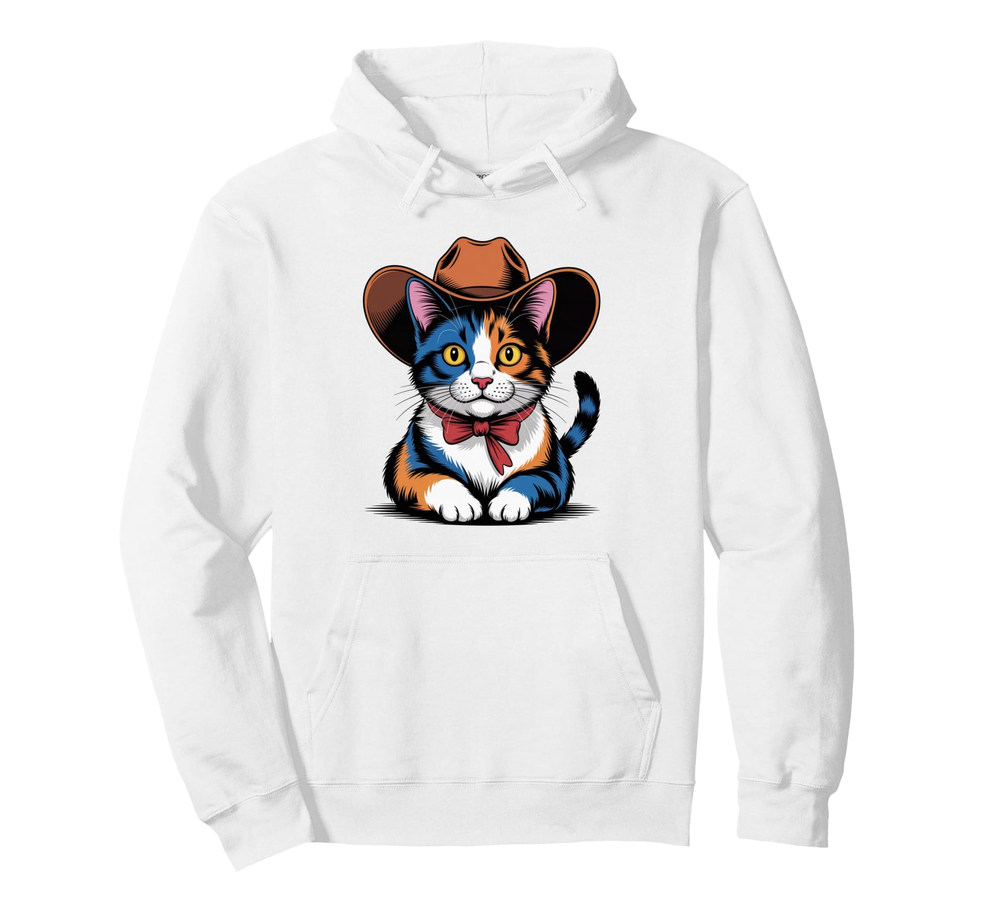 Pop Art Meowdy Calico Cat Funny Cowboy Comic Hoodie - Graphic Print Unisex - T-Shirt, Sweatshirt, Hoodie
