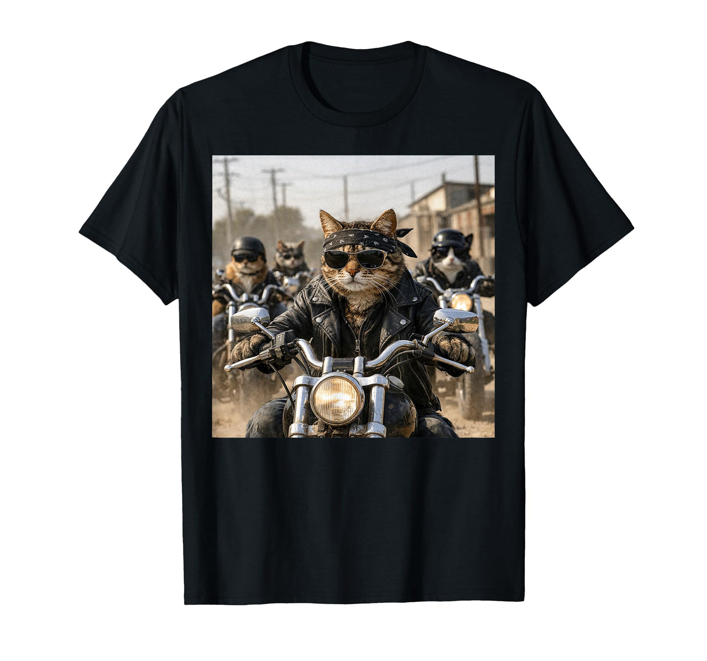 Funny Biker Cat Gang Motorcycle T-Shirt - Fun Novelty Design Men Women - T-Shirt, Sweatshirt, Hoodie