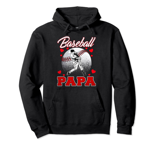 Baseball Papa Family Matching Players Hoodie - Novelty Apparel Men Women - T-Shirt, Sweatshirt, Hoodie