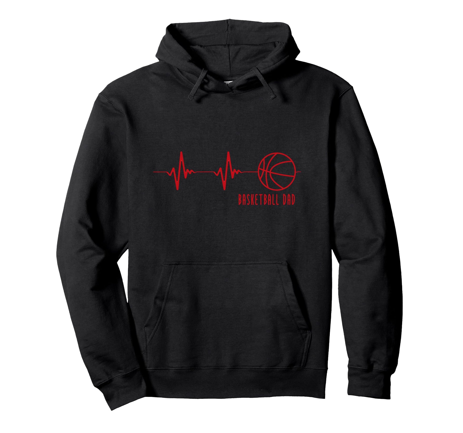 Basketball Dad Heartbeat Hoodie - Fun Novelty Design for Adults - T-Shirt, Sweatshirt, Hoodie