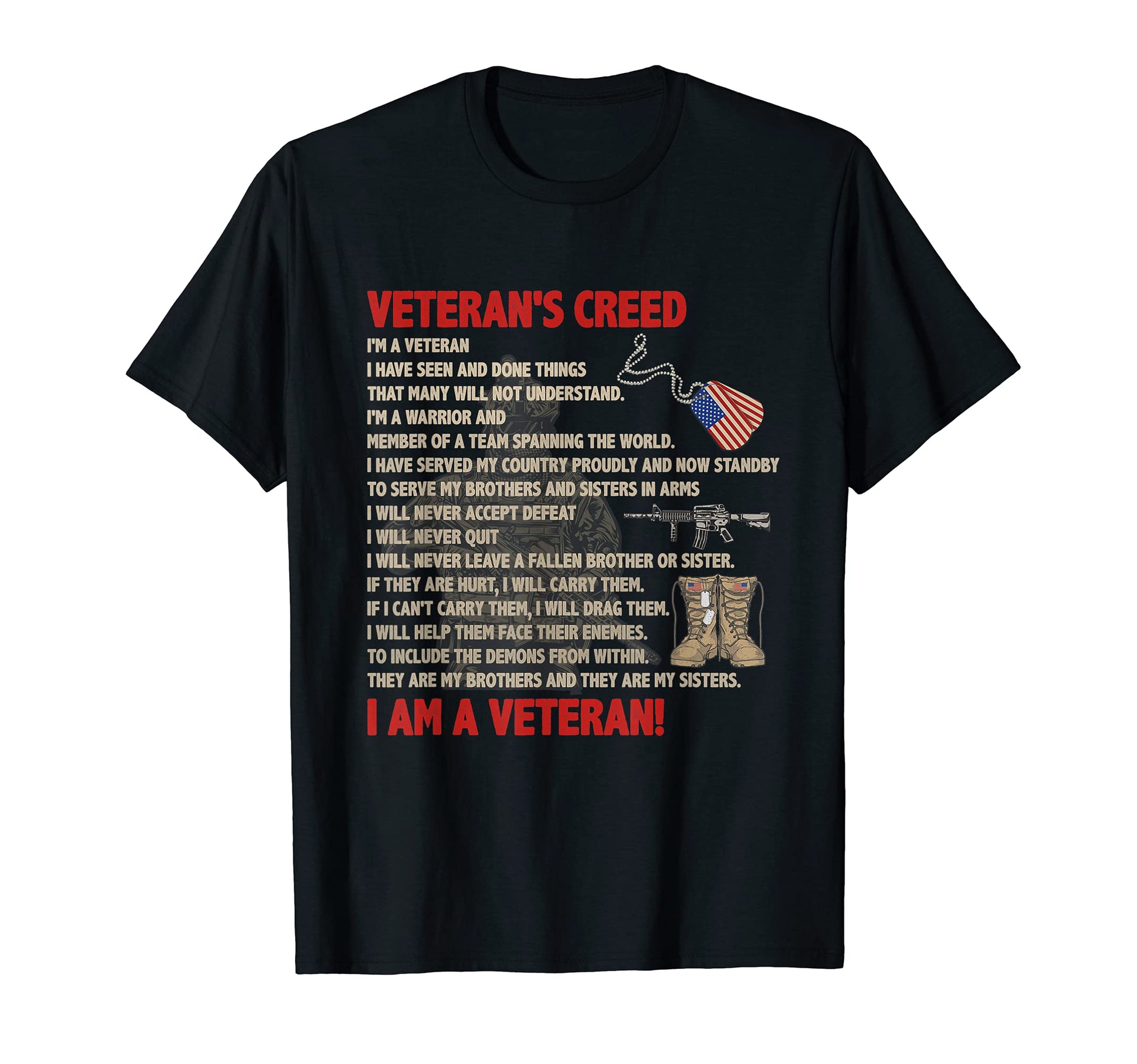 Veterans Creed Im Veteran Proudly And T-Shirt - Trendy Graphic for Adults - T-Shirt, Sweatshirt, Hoodie