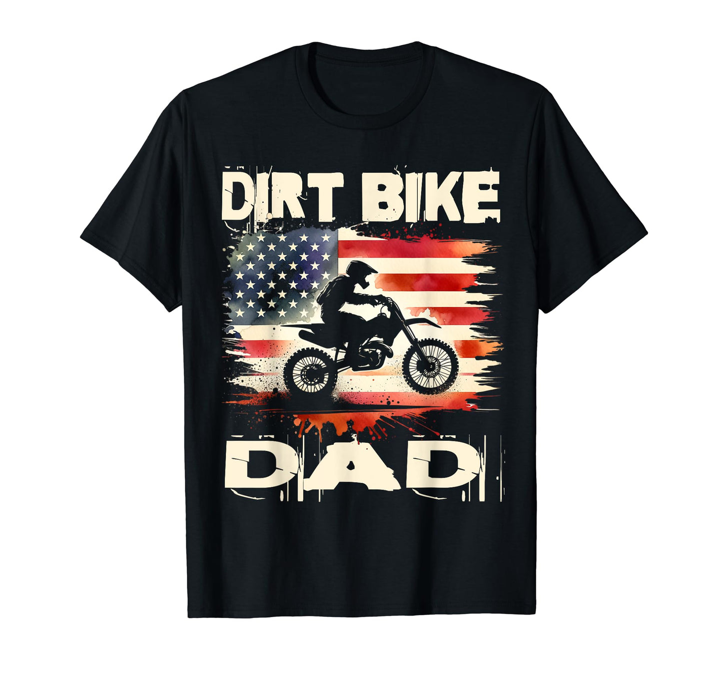 Dirt Bike Dad American Flag T-Shirt - Aesthetic Graphic for Adults - T-Shirt, Sweatshirt, Hoodie