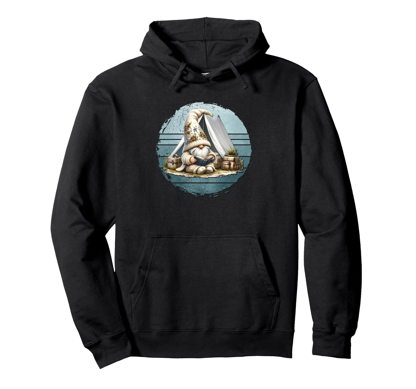 Camping Dad Gnome And Love Reading Books Hoodie - Graphic Print Unisex - T-Shirt, Sweatshirt, Hoodie