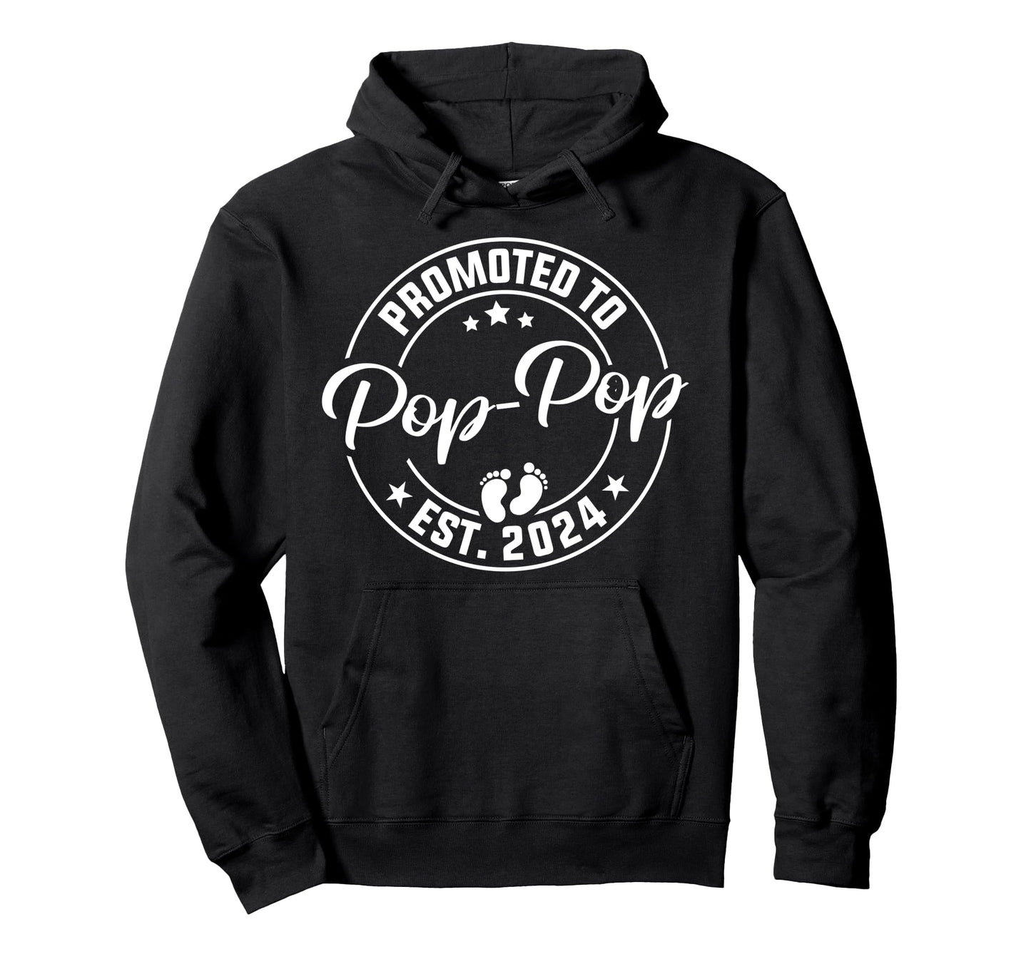 Promoted To Pop Pop Est 2024 New Pop Hoodie - Minimalist Print for Adults - T-Shirt, Sweatshirt, Hoodie