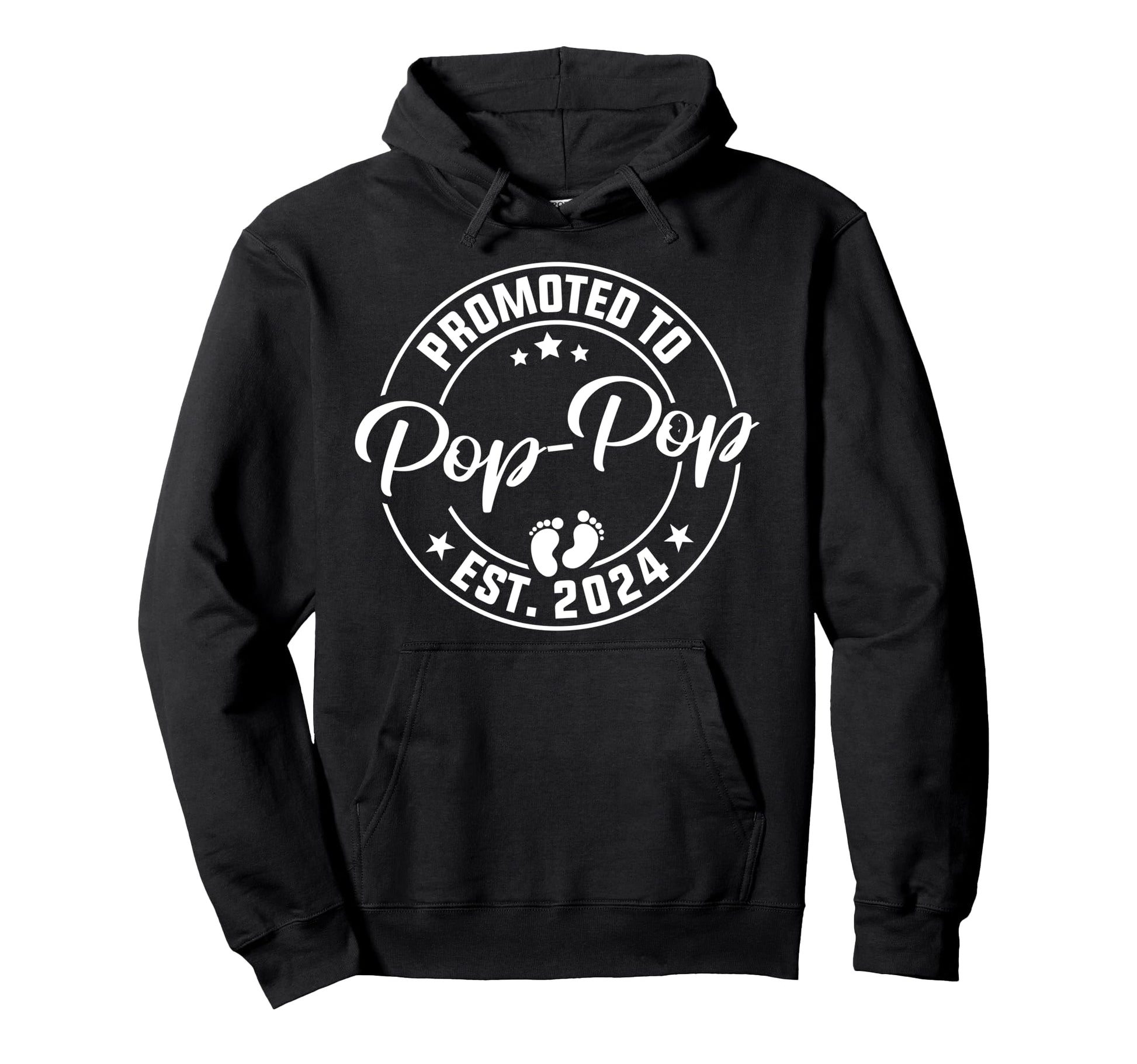 Promoted To Pop Pop Est 2024 New Pop Hoodie - Minimalist Print for Adults - T-Shirt, Sweatshirt, Hoodie