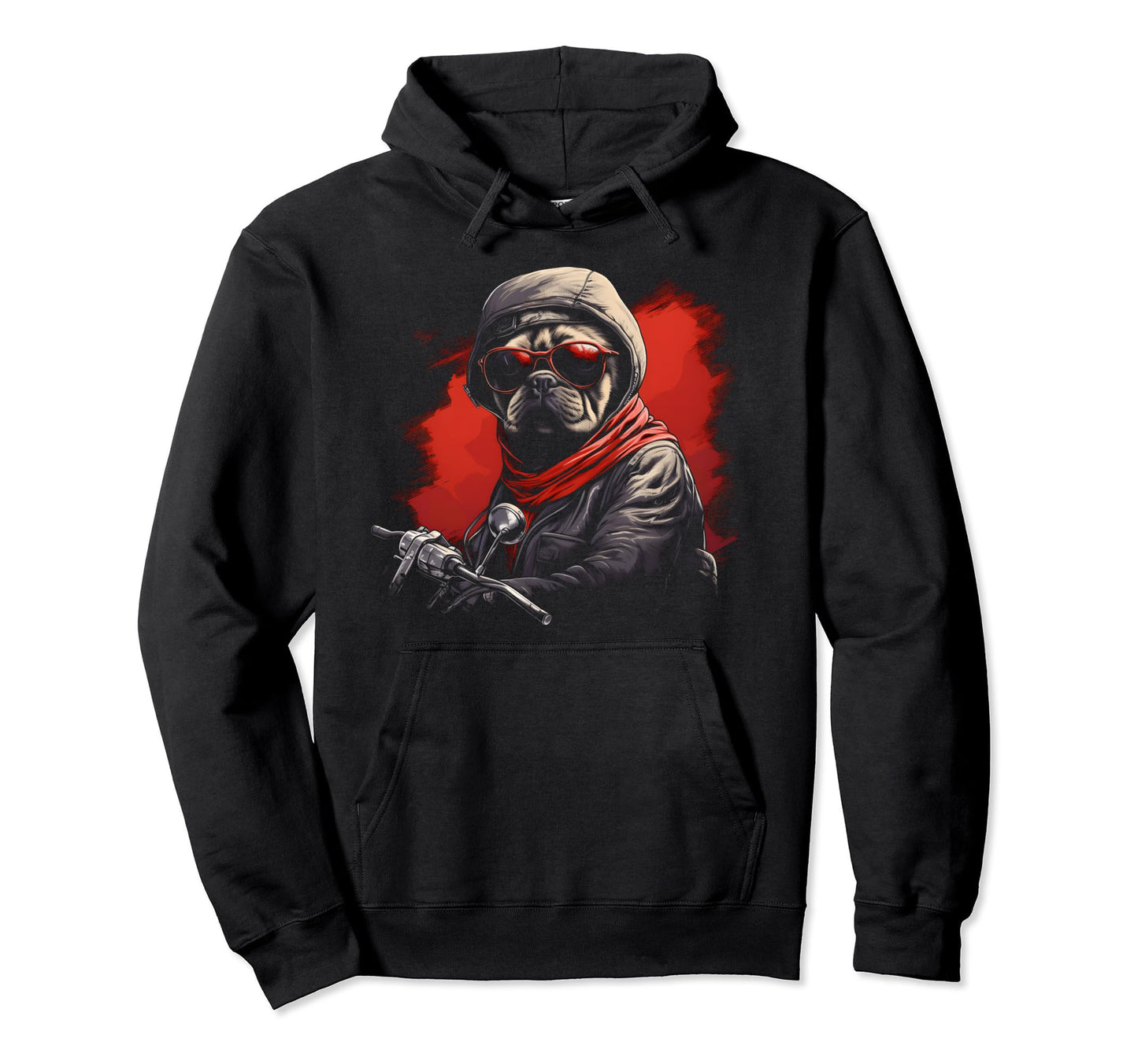 Motorcycle Dad Biker Dog Pug Dad Rider Hoodie - Graphic Print for Adults - T-Shirt, Sweatshirt, Hoodie