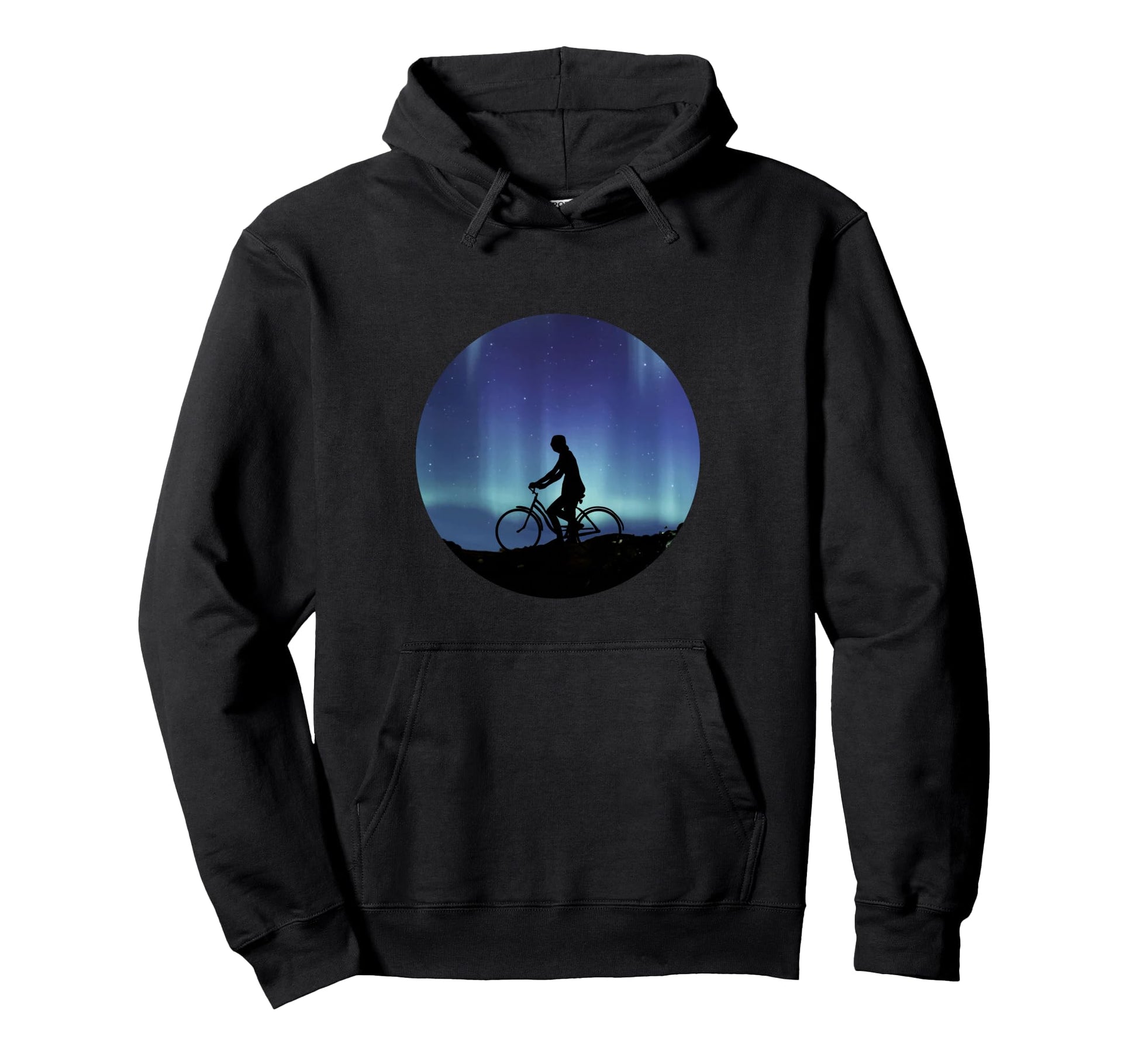 Galaxy Bike Silhoutte Scenic Night Hoodie - Aesthetic Graphic Men Women - T-Shirt, Sweatshirt, Hoodie