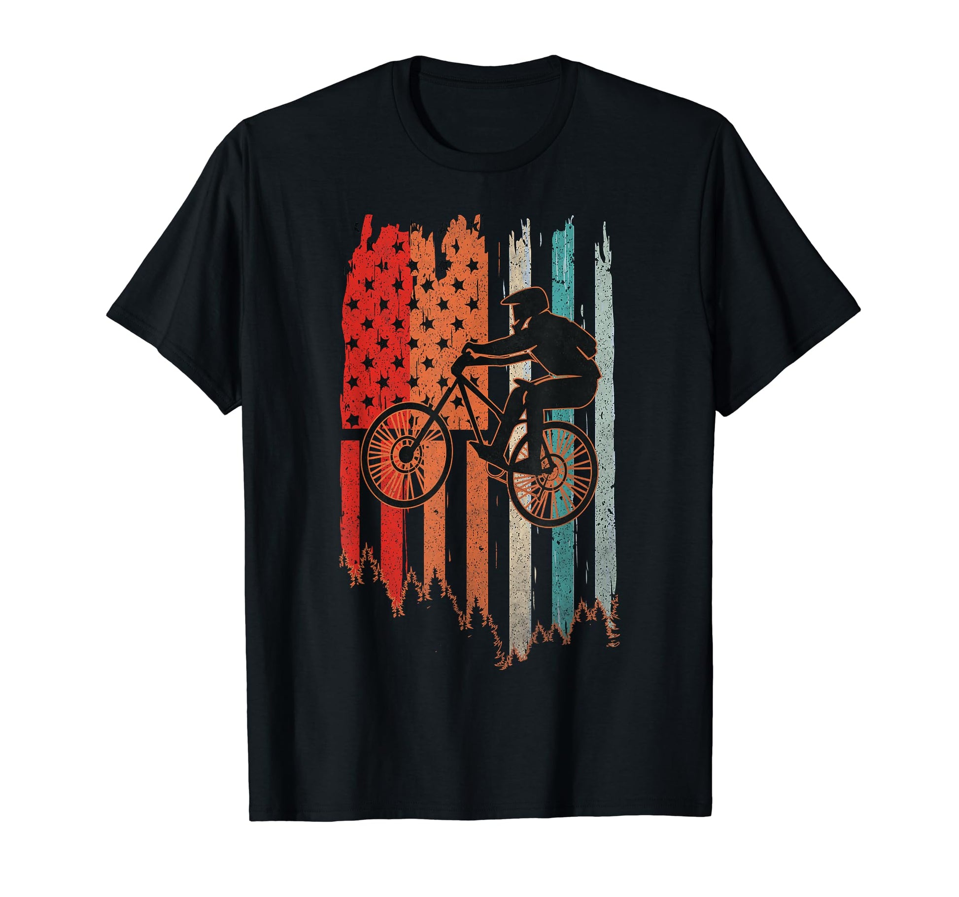 Mountain Bike 4Th July Usa Flag Mtb T-Shirt - Trendy Graphic for Adults - T-Shirt, Sweatshirt, Hoodie