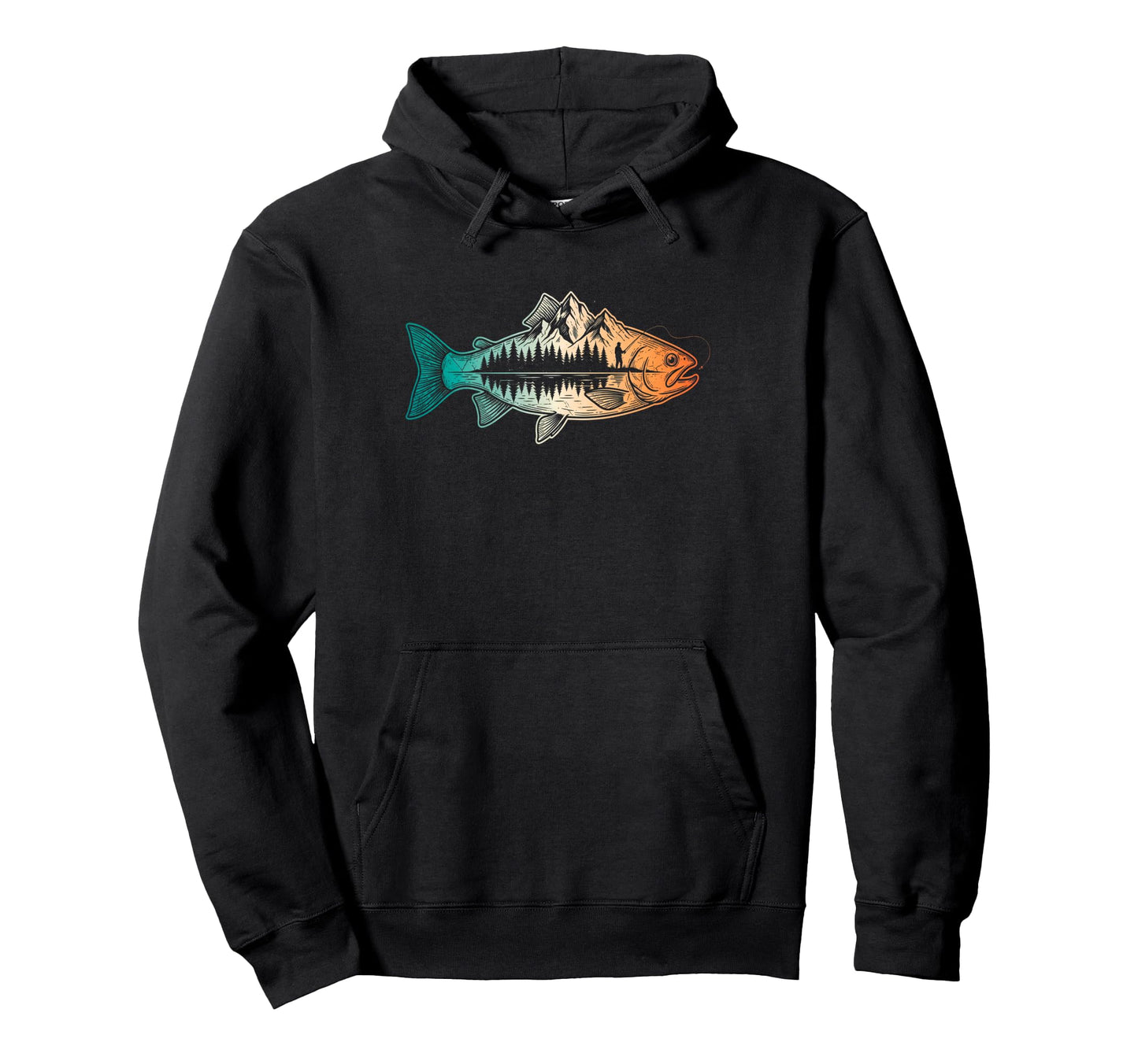 Bass Fishing Mountain Nature Hoodie - Casual Everyday Wear Men Women - T-Shirt, Sweatshirt, Hoodie