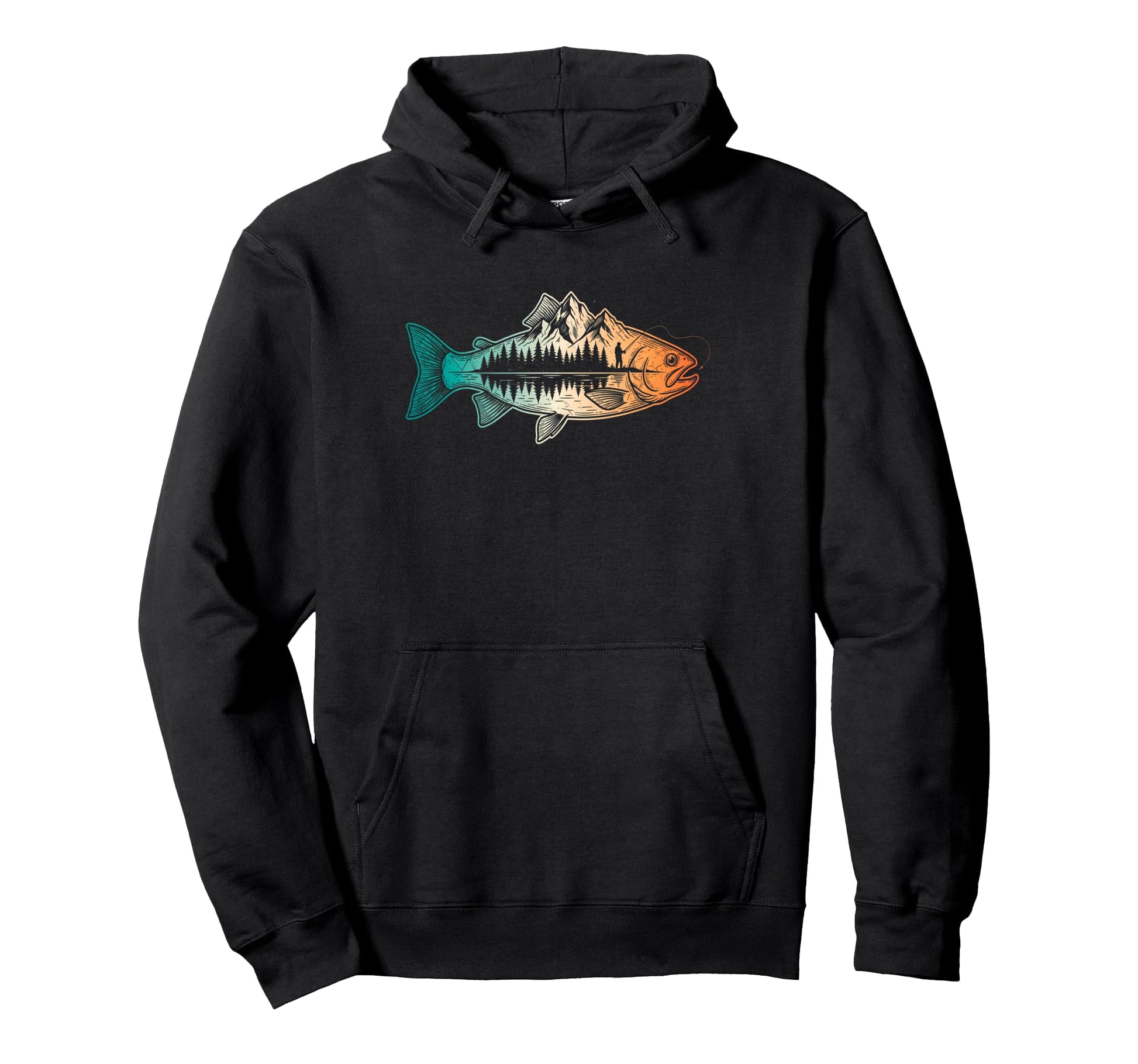 Bass Fishing Mountain Nature Hoodie - Casual Everyday Wear Men Women - T-Shirt, Sweatshirt, Hoodie