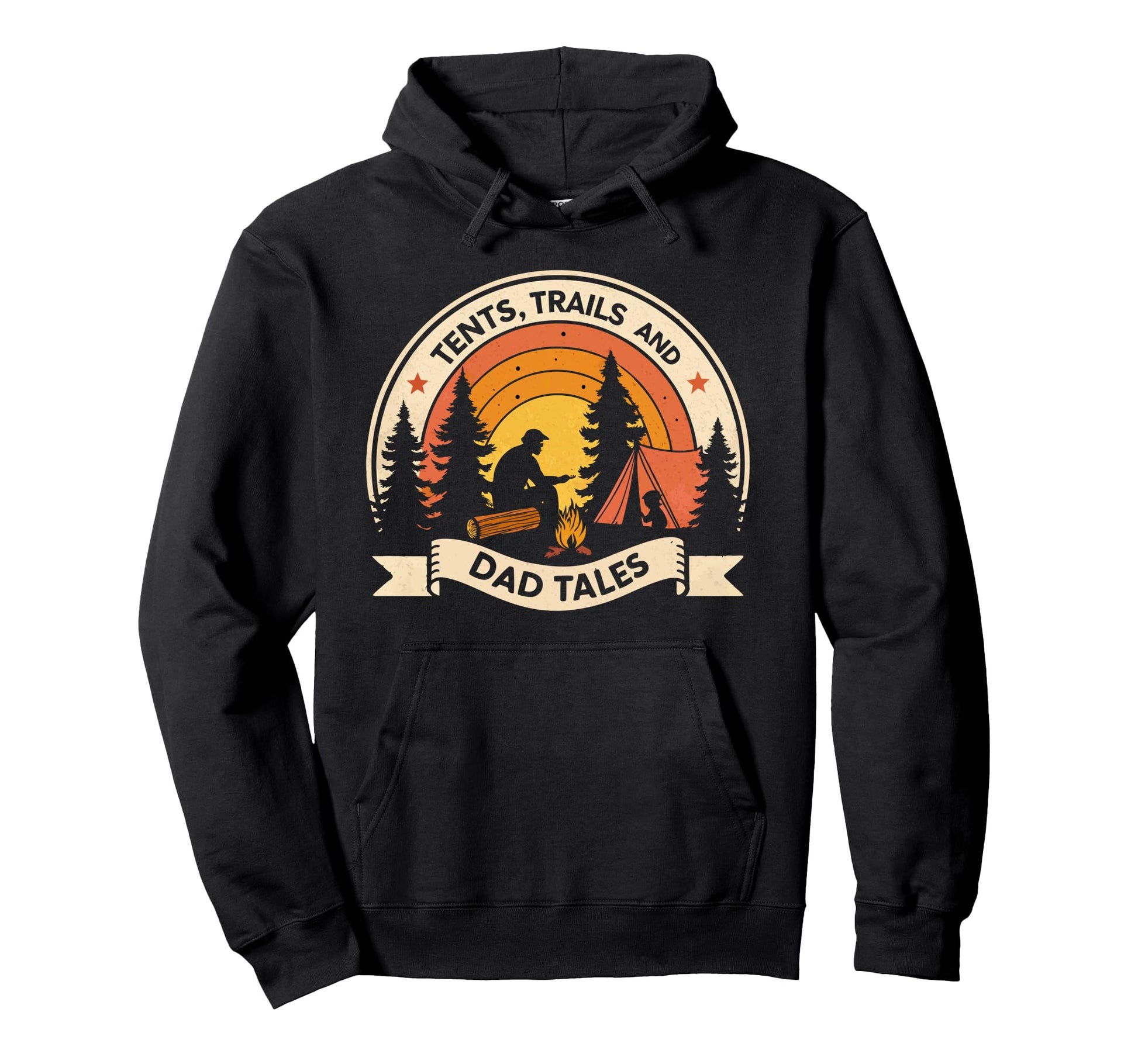 Mountains Campfires And Dad Tales Camping Hoodie - Graphic Print Men Women - T-Shirt, Sweatshirt, Hoodie