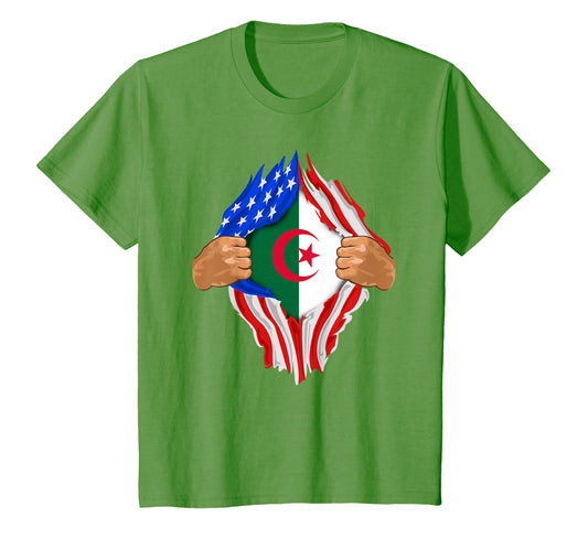 Algerian Blood Inside Me Algeria Flag Gift T-Shirt - Unique Graphic Unisex - T-Shirt, Sweatshirt, Hoodie