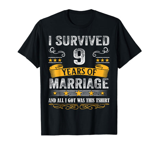 9Th Wedding Anniversary Couples Husband T-Shirt - Minimalist Print Unisex - T-Shirt, Sweatshirt, Hoodie