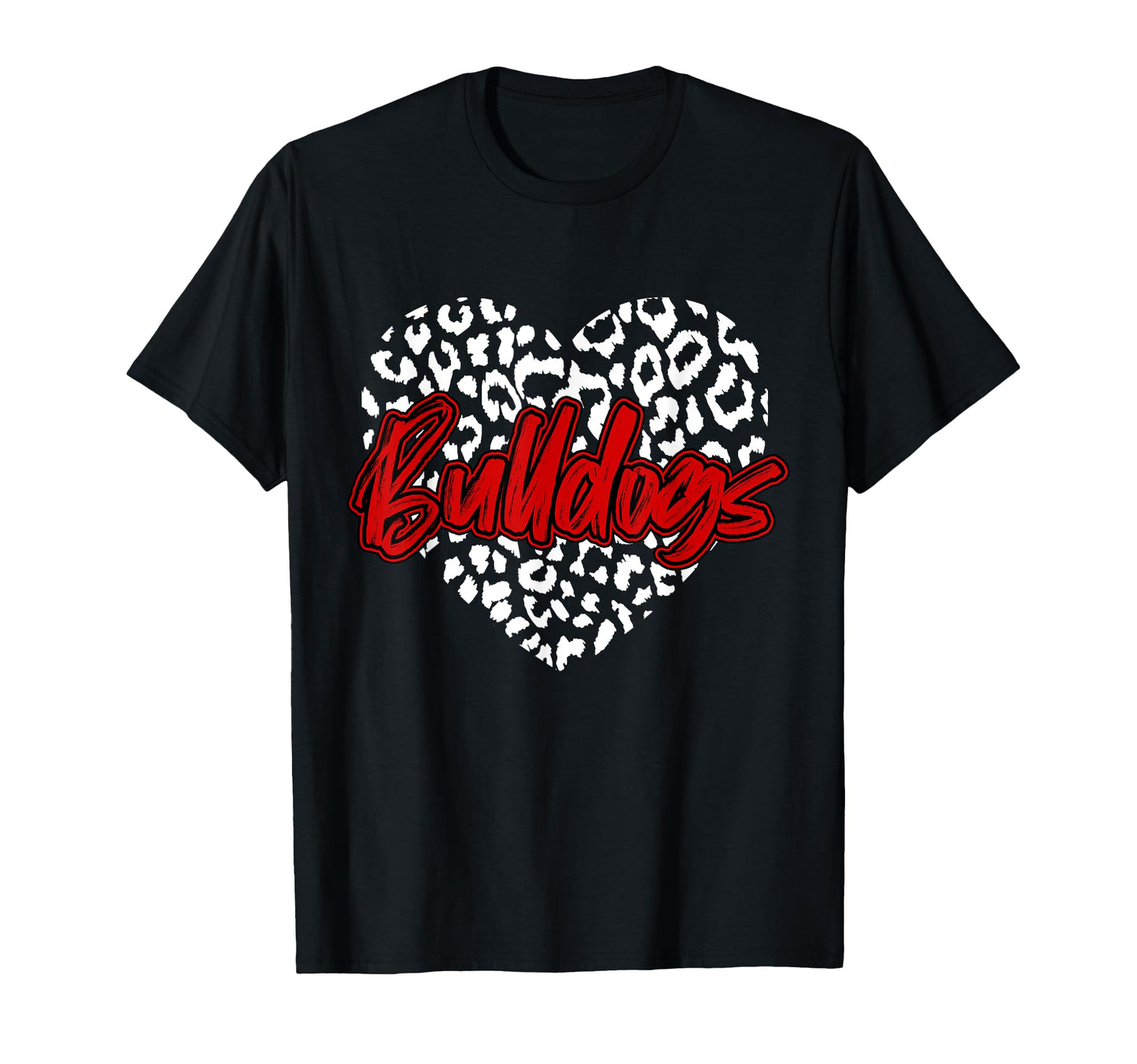 Bulldogs Red Cheetah Leopard Heart T-Shirt - Novelty Apparel Men Women - T-Shirt, Sweatshirt, Hoodie