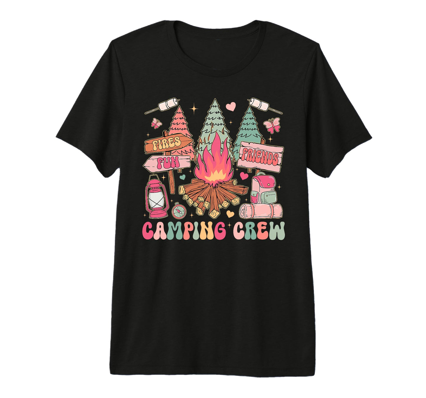 Funny Camping Crew Campfire Matching T-Shirt - Trendy Graphic for Adults - T-Shirt, Sweatshirt, Hoodie