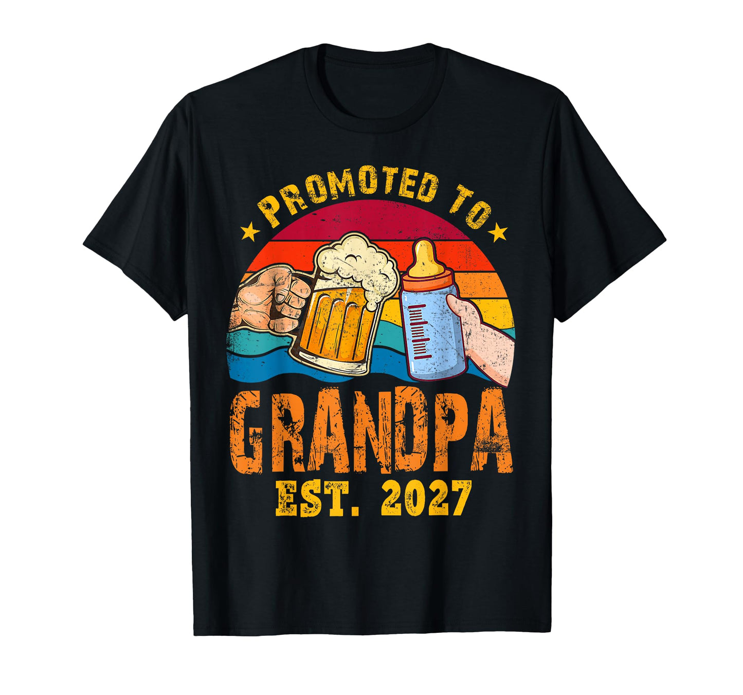 Promoted To Grandpa Est 2027 New Dad T-Shirt - Aesthetic Graphic Men Women - T-Shirt, Sweatshirt, Hoodie