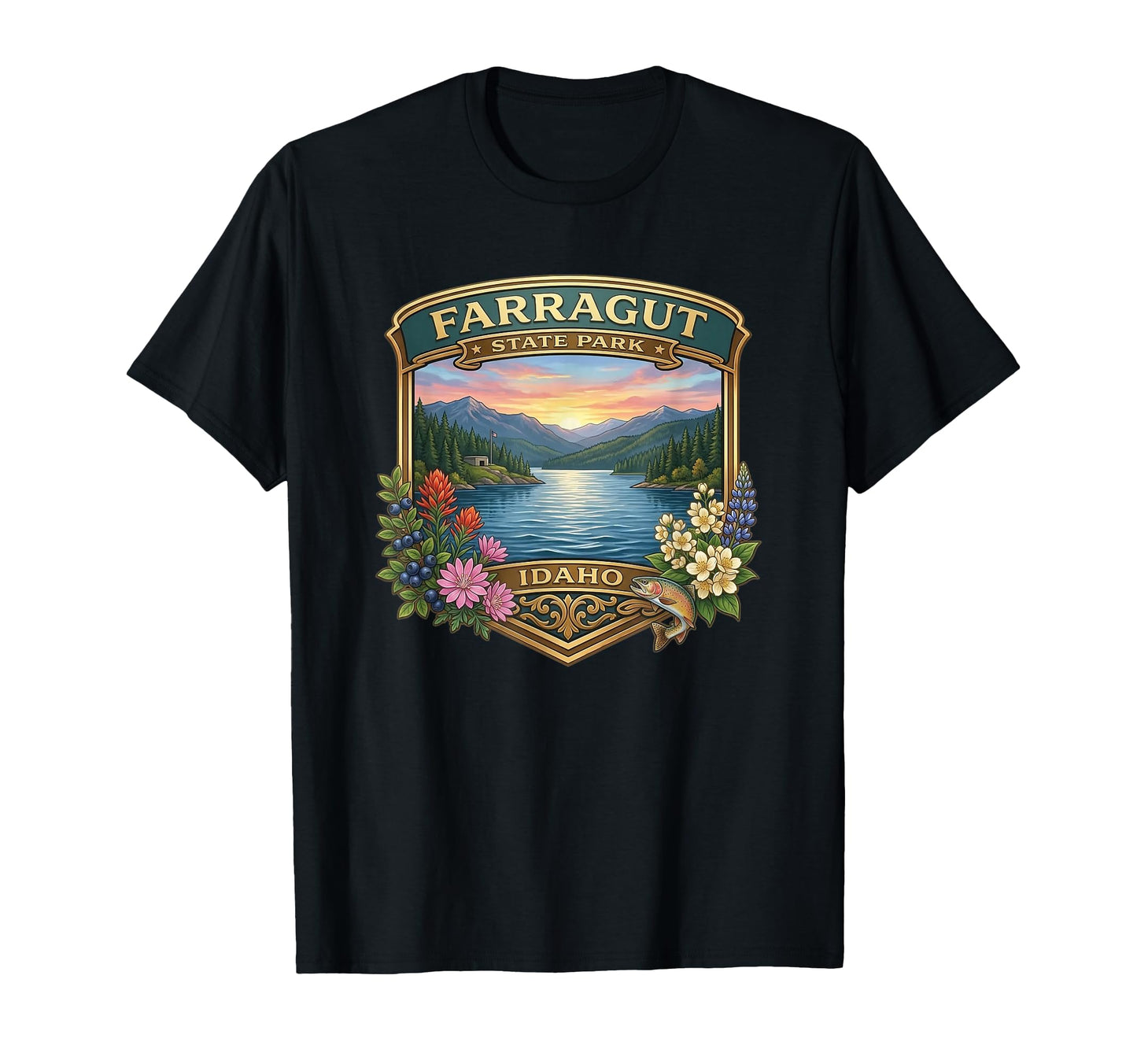 Farragut State Park Idaho Fishing Hiking T-Shirt - Custom Art Print Unisex - T-Shirt, Sweatshirt, Hoodie